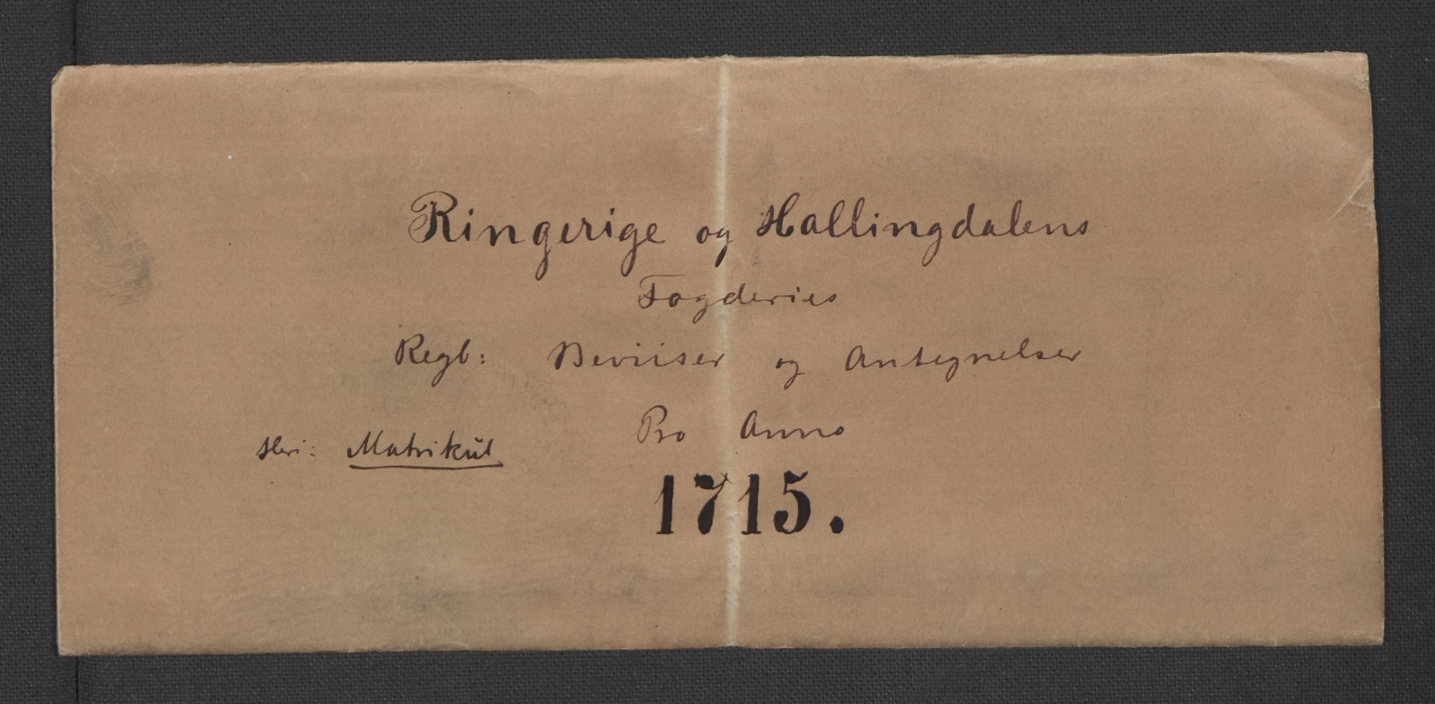 Rentekammeret inntil 1814, Reviderte regnskaper, Fogderegnskap, RA/EA-4092/R23/L1473: Fogderegnskap Ringerike og Hallingdal, 1715, p. 3