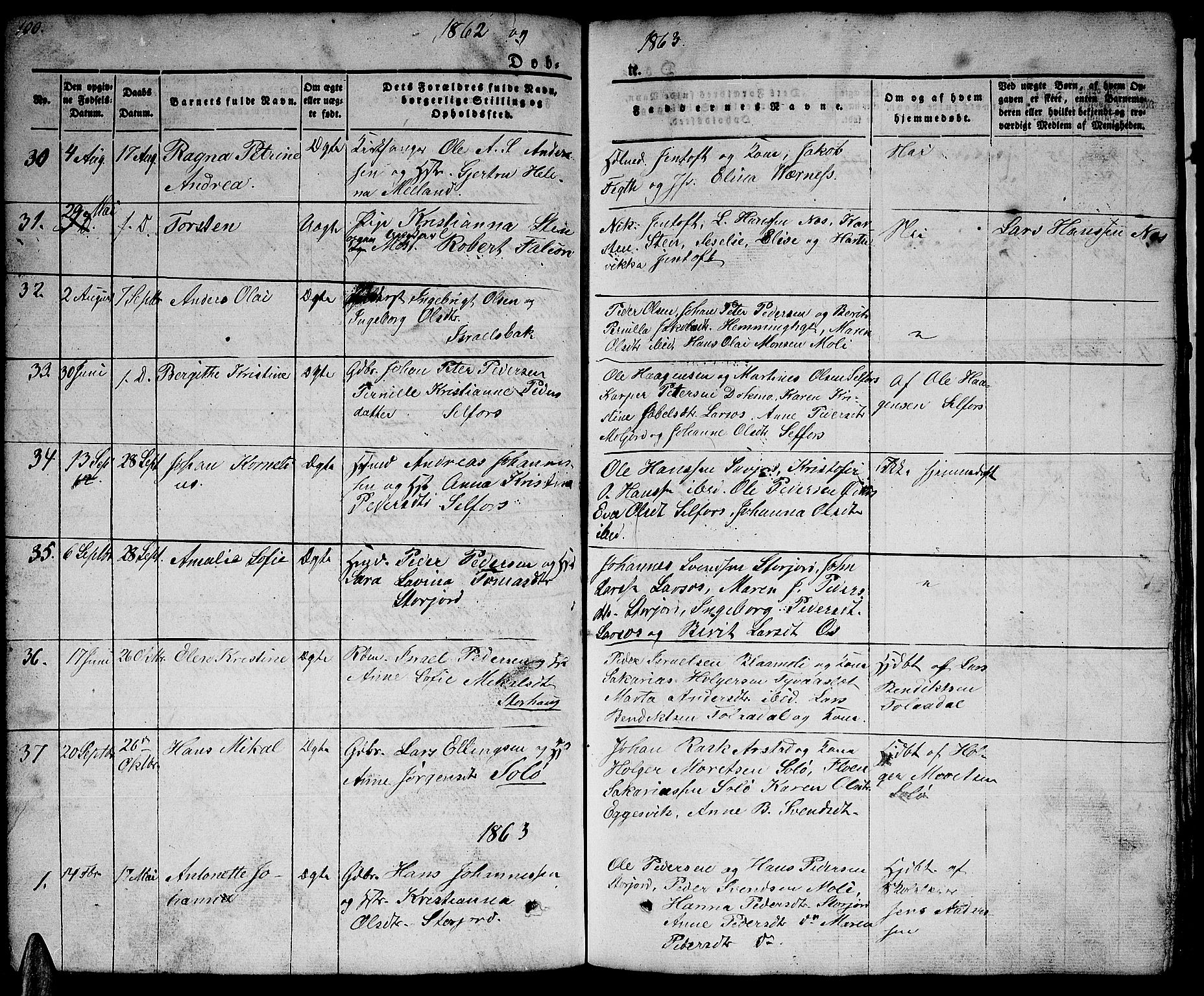 Ministerialprotokoller, klokkerbøker og fødselsregistre - Nordland, AV/SAT-A-1459/846/L0652: Parish register (copy) no. 846C02, 1841-1871, p. 100