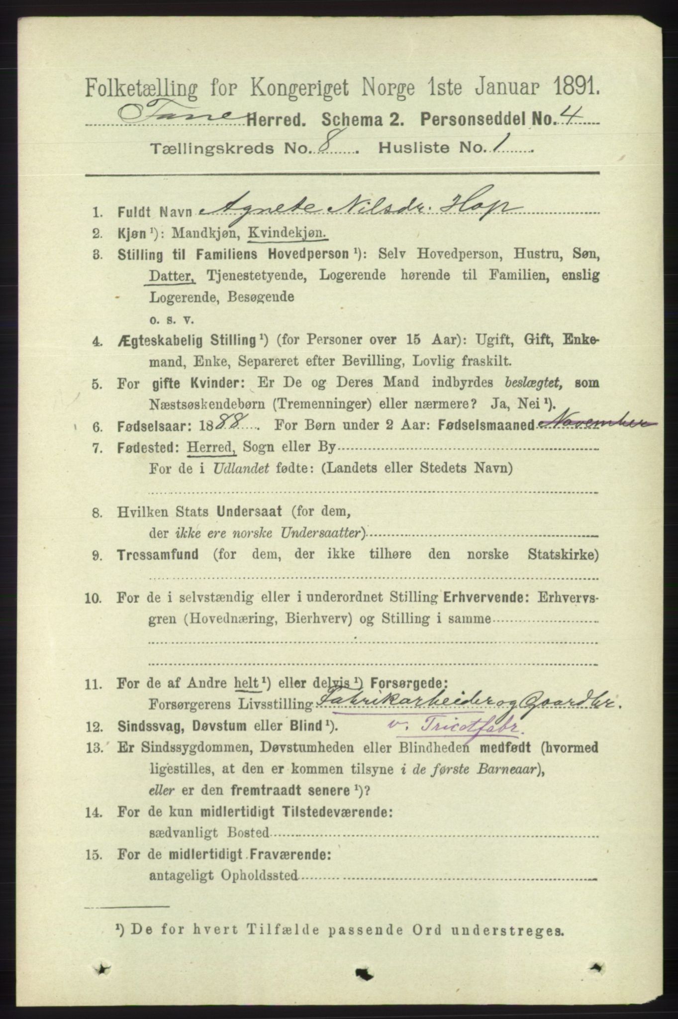 RA, 1891 census for 1249 Fana, 1891, p. 3476