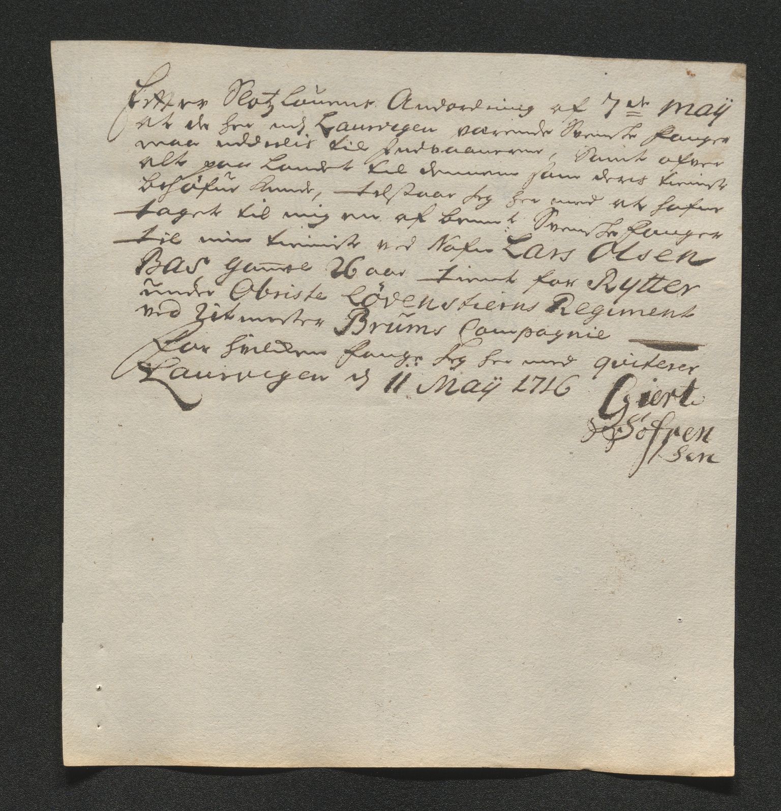 Larvik grevskap, AV/SAKO-A-1056/F/Ff/Ffb/L0018/0001: Brev / Spesielle saker, 1716-1748, p. 94