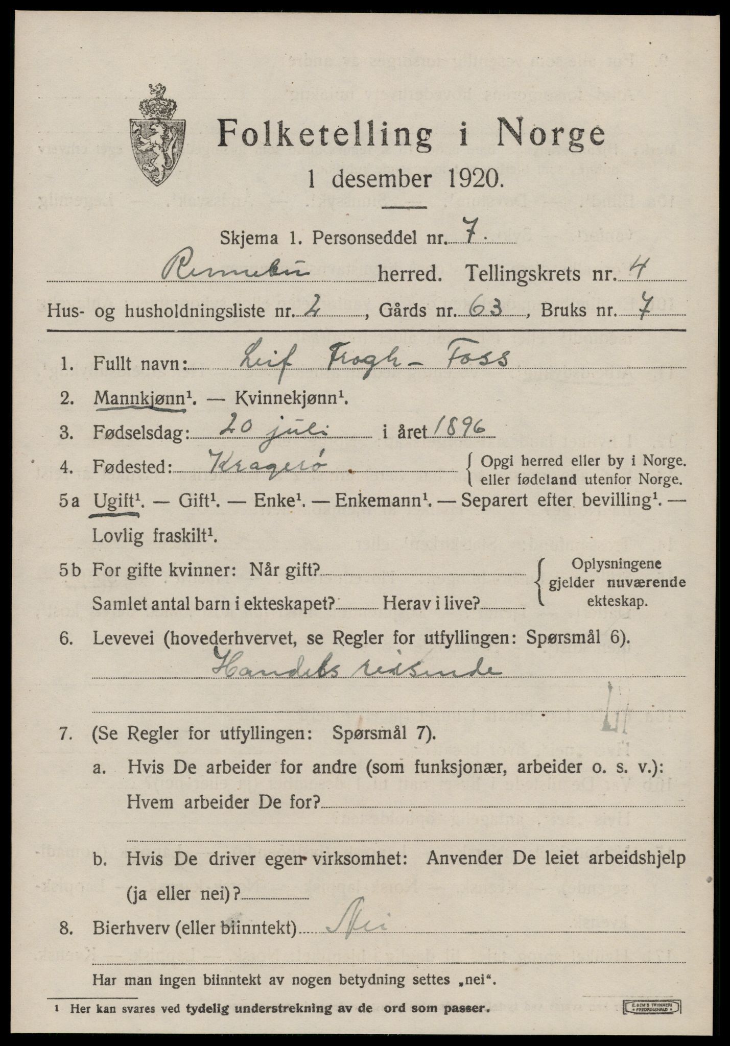 SAT, 1920 census for Rennebu, 1920, p. 2548