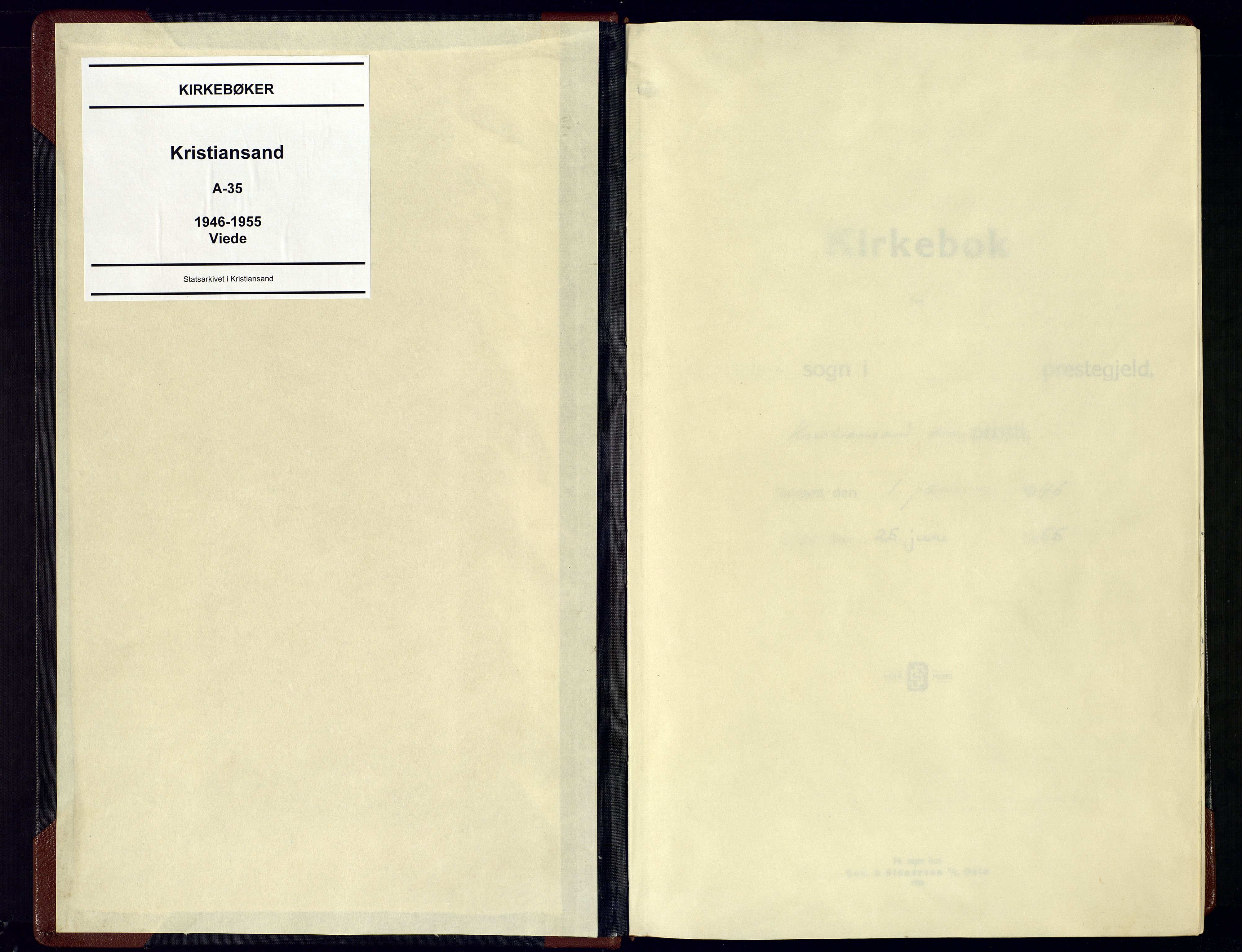 Kristiansand domprosti, SAK/1112-0006/F/Fa/L0036: Parish register (official) no. A-35, 1946-1955