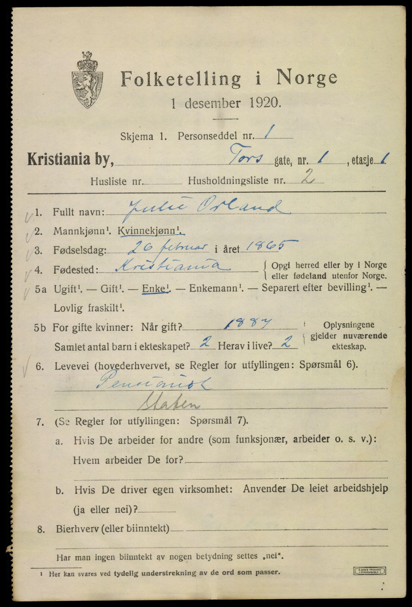 SAO, 1920 census for Kristiania, 1920, p. 590379