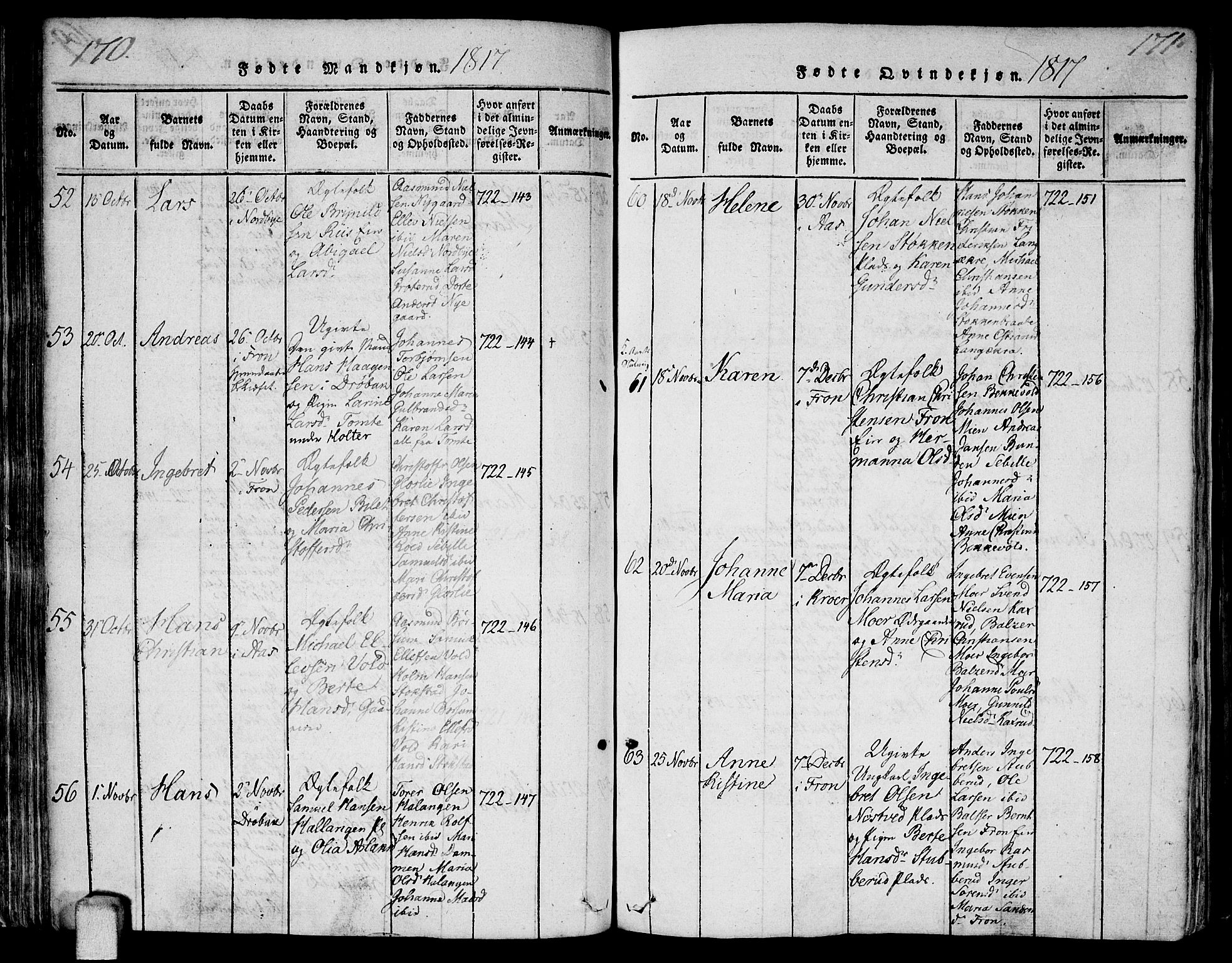 Ås prestekontor Kirkebøker, SAO/A-10894/F/Fa/L0003: Parish register (official) no. I 3, 1814-1818, p. 170-171
