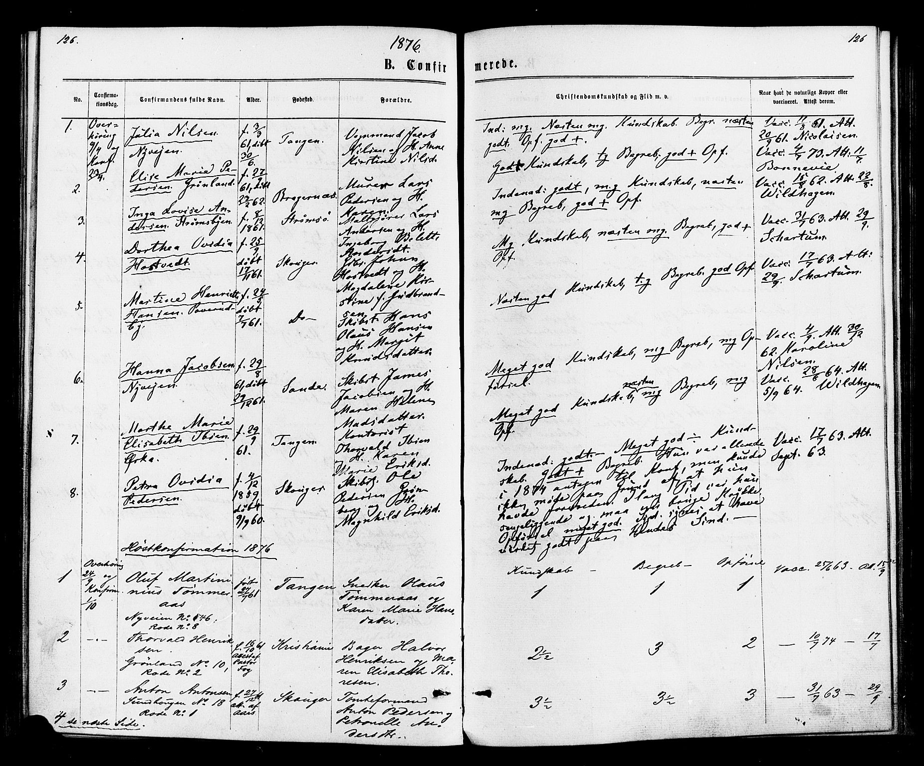 Strømsø kirkebøker, AV/SAKO-A-246/F/Fa/L0020: Parish register (official) no. I 20, 1870-1878, p. 126