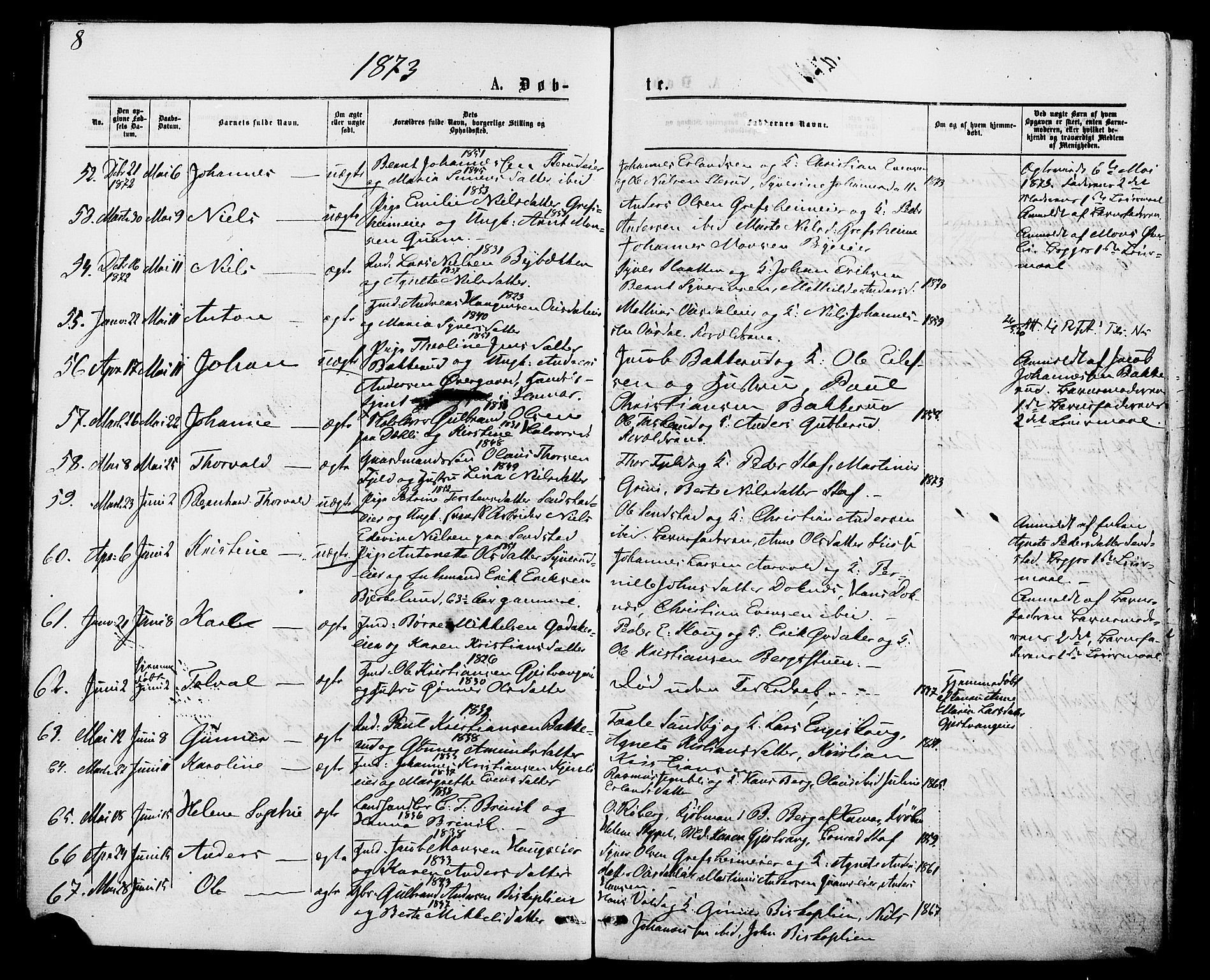 Nes prestekontor, Hedmark, AV/SAH-PREST-020/K/Ka/L0005: Parish register (official) no. 5, 1872-1886, p. 8