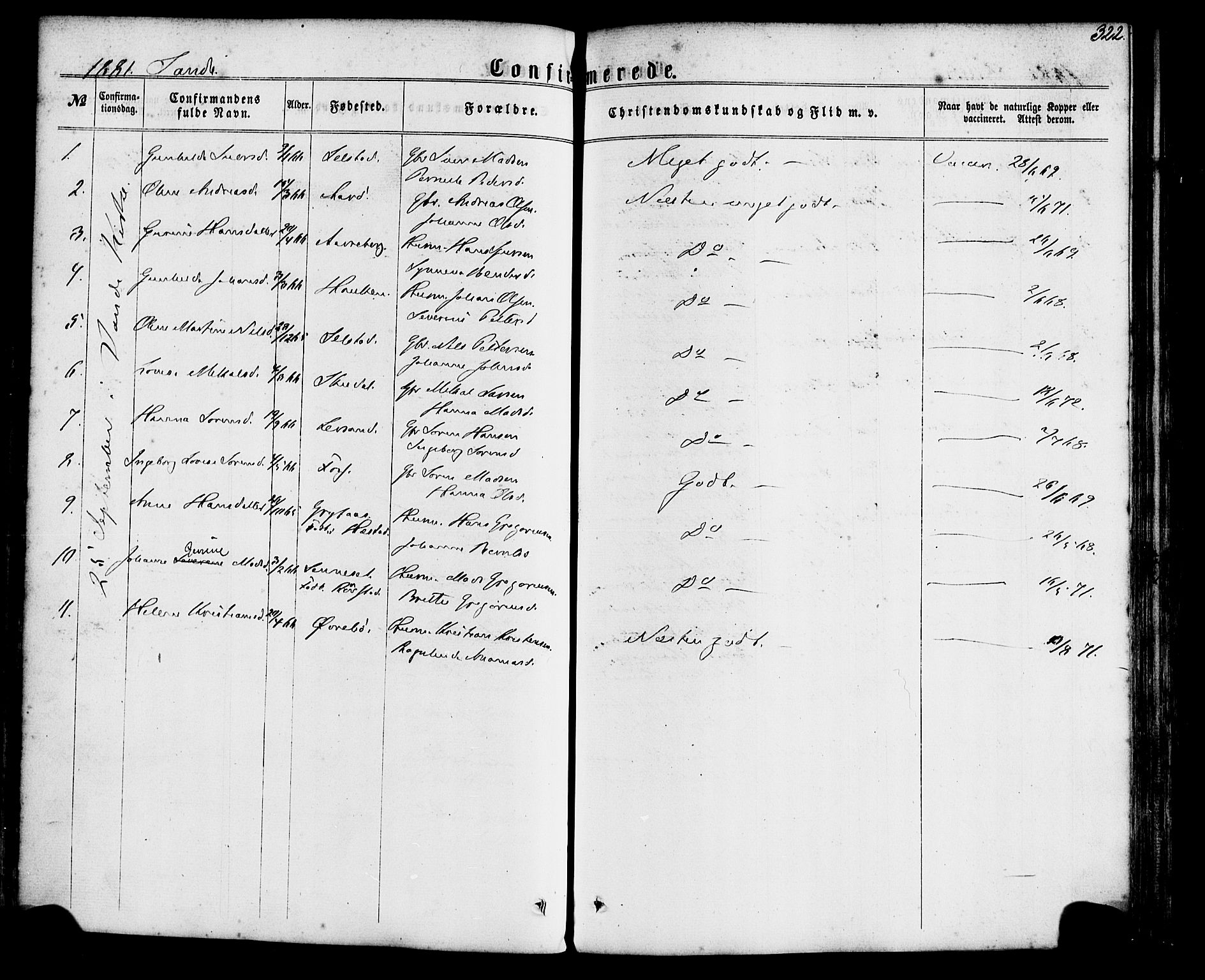 Gaular sokneprestembete, SAB/A-80001/H/Haa: Parish register (official) no. A 5, 1860-1881, p. 322