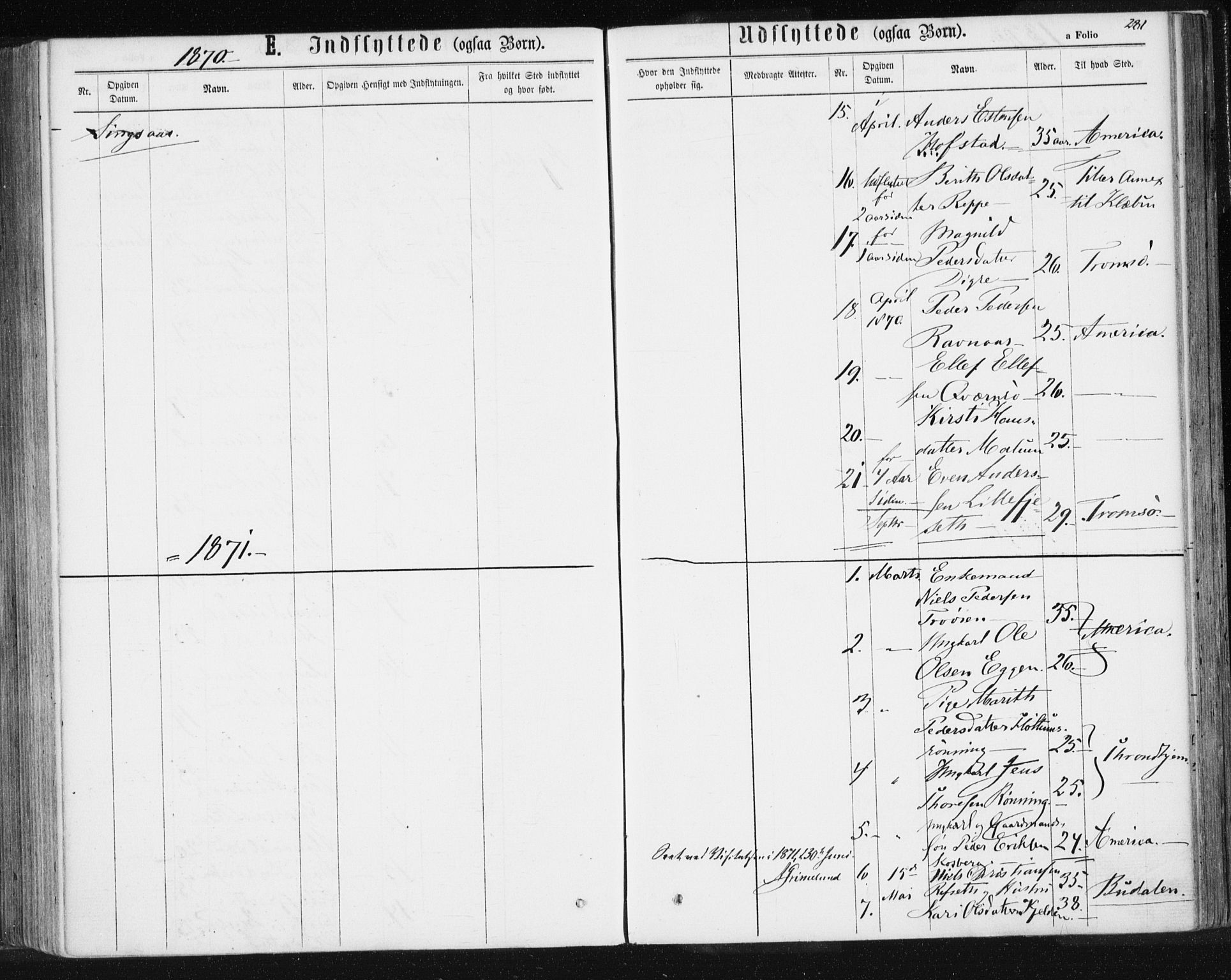 Ministerialprotokoller, klokkerbøker og fødselsregistre - Sør-Trøndelag, SAT/A-1456/685/L0970: Parish register (official) no. 685A08 /2, 1870-1878, p. 281