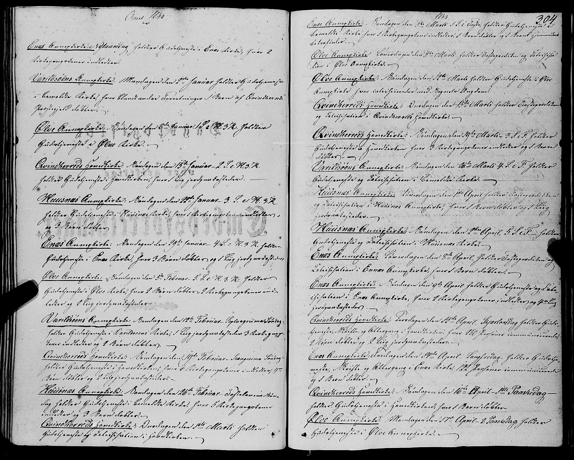 Kvinnherad sokneprestembete, SAB/A-76401/H/Haa: Parish register (official) no. A 7, 1843-1853, p. 304