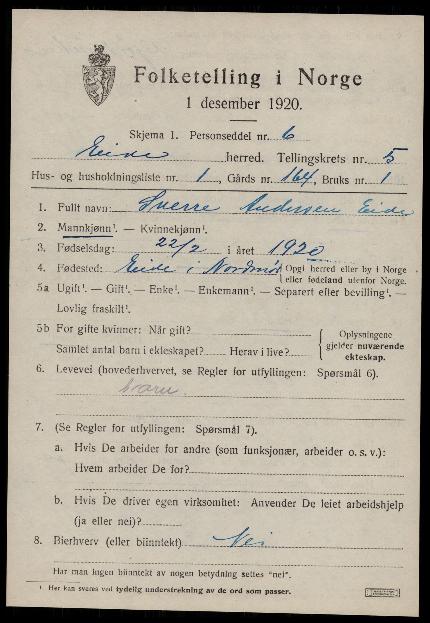 SAT, 1920 census for Eid (MR), 1920, p. 2238