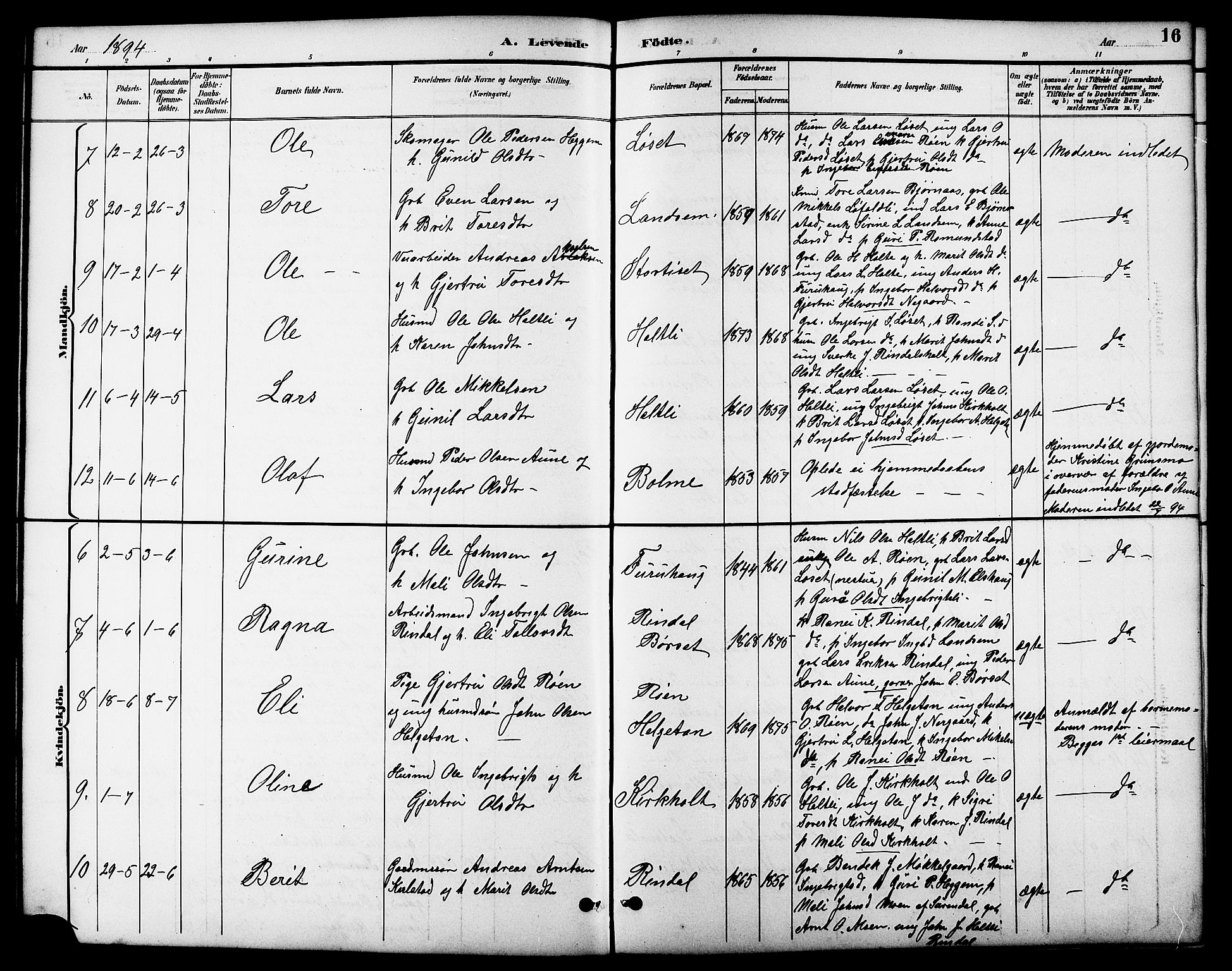 Ministerialprotokoller, klokkerbøker og fødselsregistre - Møre og Romsdal, AV/SAT-A-1454/598/L1078: Parish register (copy) no. 598C03, 1892-1909, p. 16