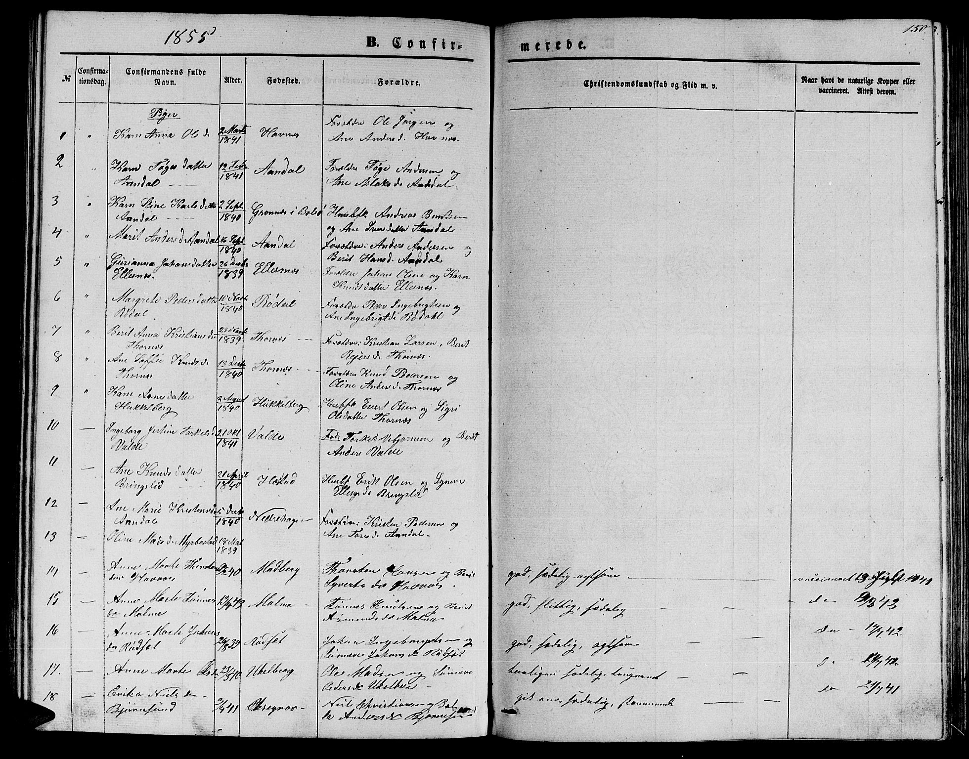 Ministerialprotokoller, klokkerbøker og fødselsregistre - Møre og Romsdal, AV/SAT-A-1454/565/L0753: Parish register (copy) no. 565C02, 1845-1870, p. 150