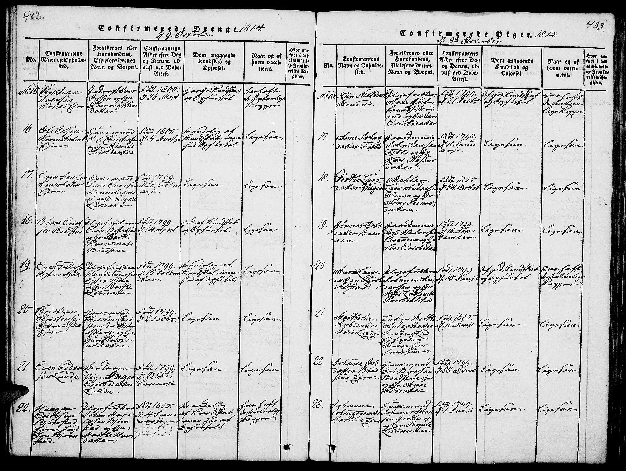 Nes prestekontor, Hedmark, AV/SAH-PREST-020/L/La/L0003: Parish register (copy) no. 3, 1814-1831, p. 482-483