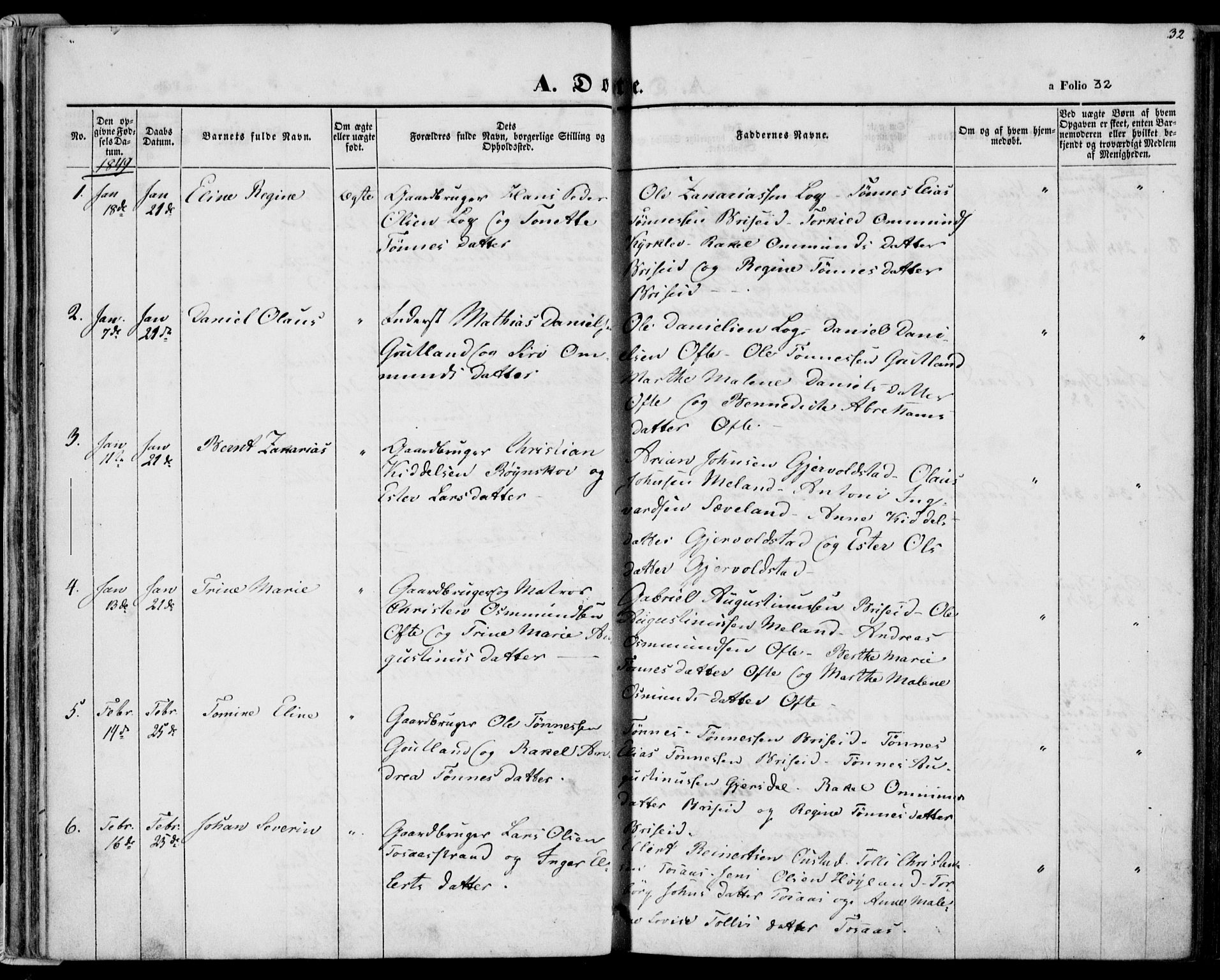 Herad sokneprestkontor, SAK/1111-0018/F/Fa/Faa/L0004: Parish register (official) no. A 4, 1844-1853, p. 32