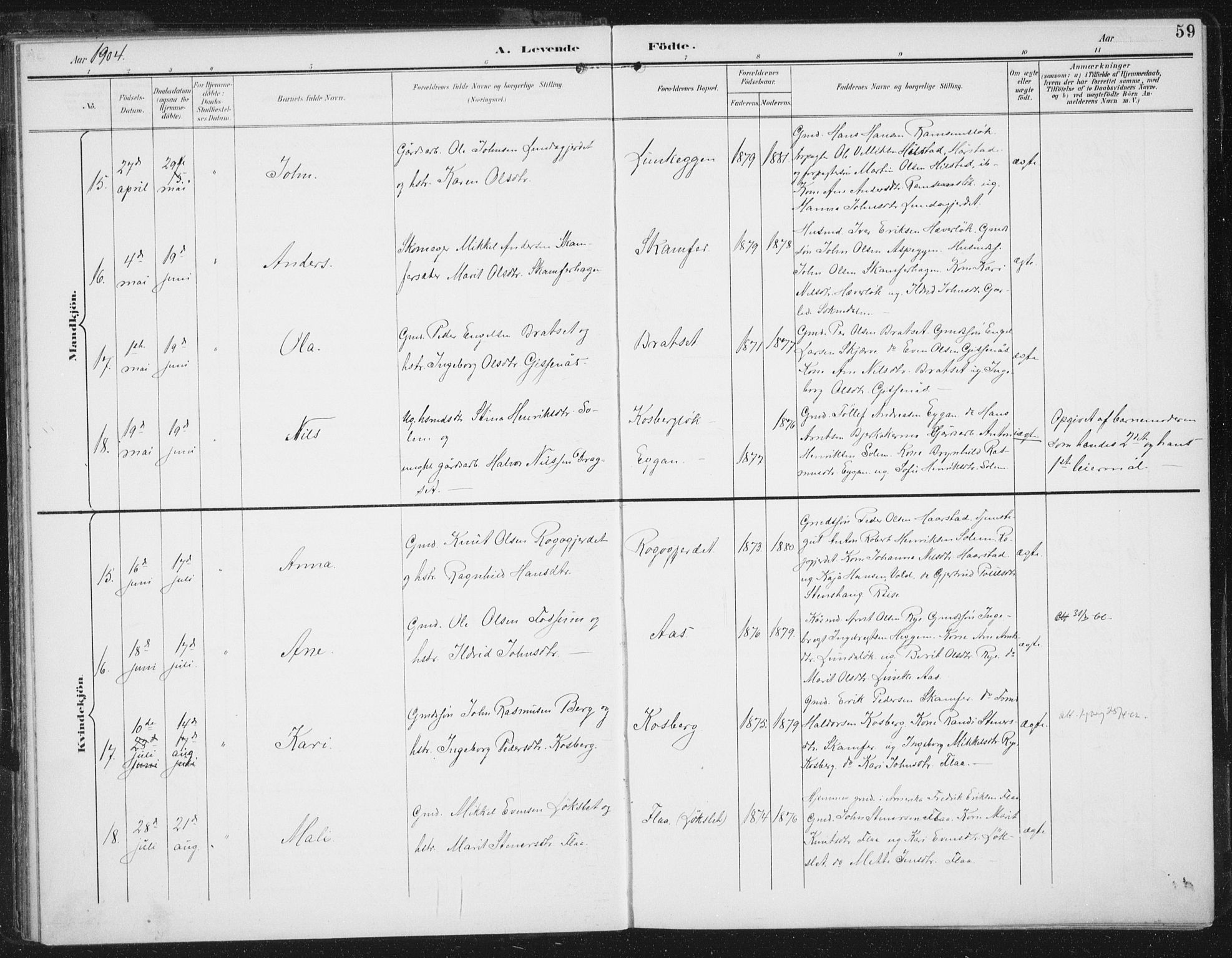 Ministerialprotokoller, klokkerbøker og fødselsregistre - Sør-Trøndelag, AV/SAT-A-1456/674/L0872: Parish register (official) no. 674A04, 1897-1907, p. 59