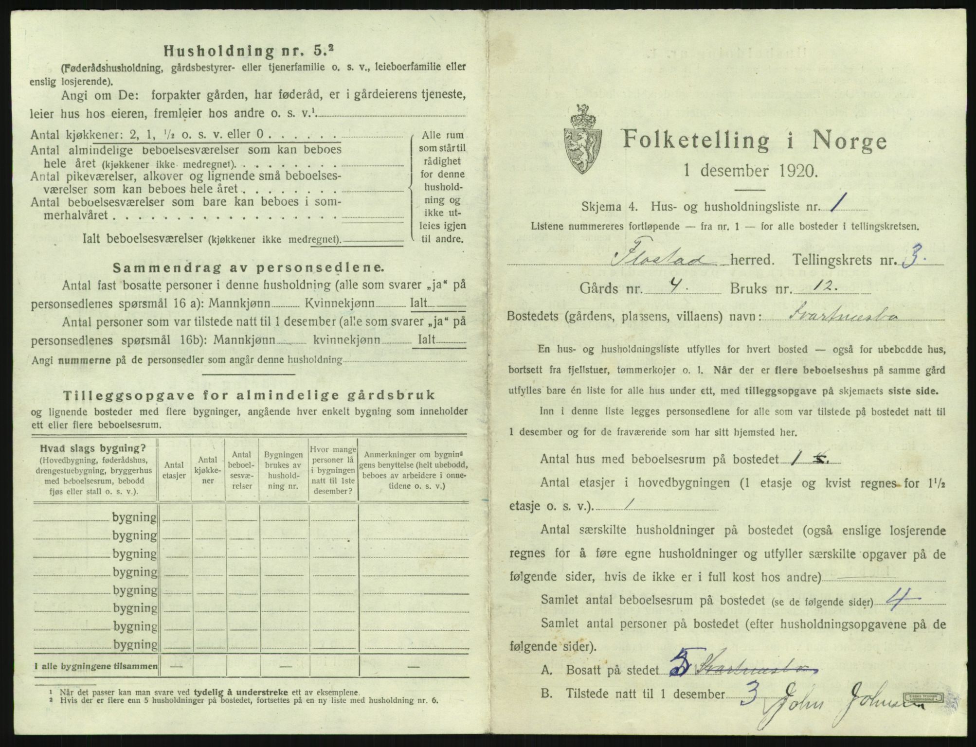 SAK, 1920 census for Flosta, 1920, p. 236