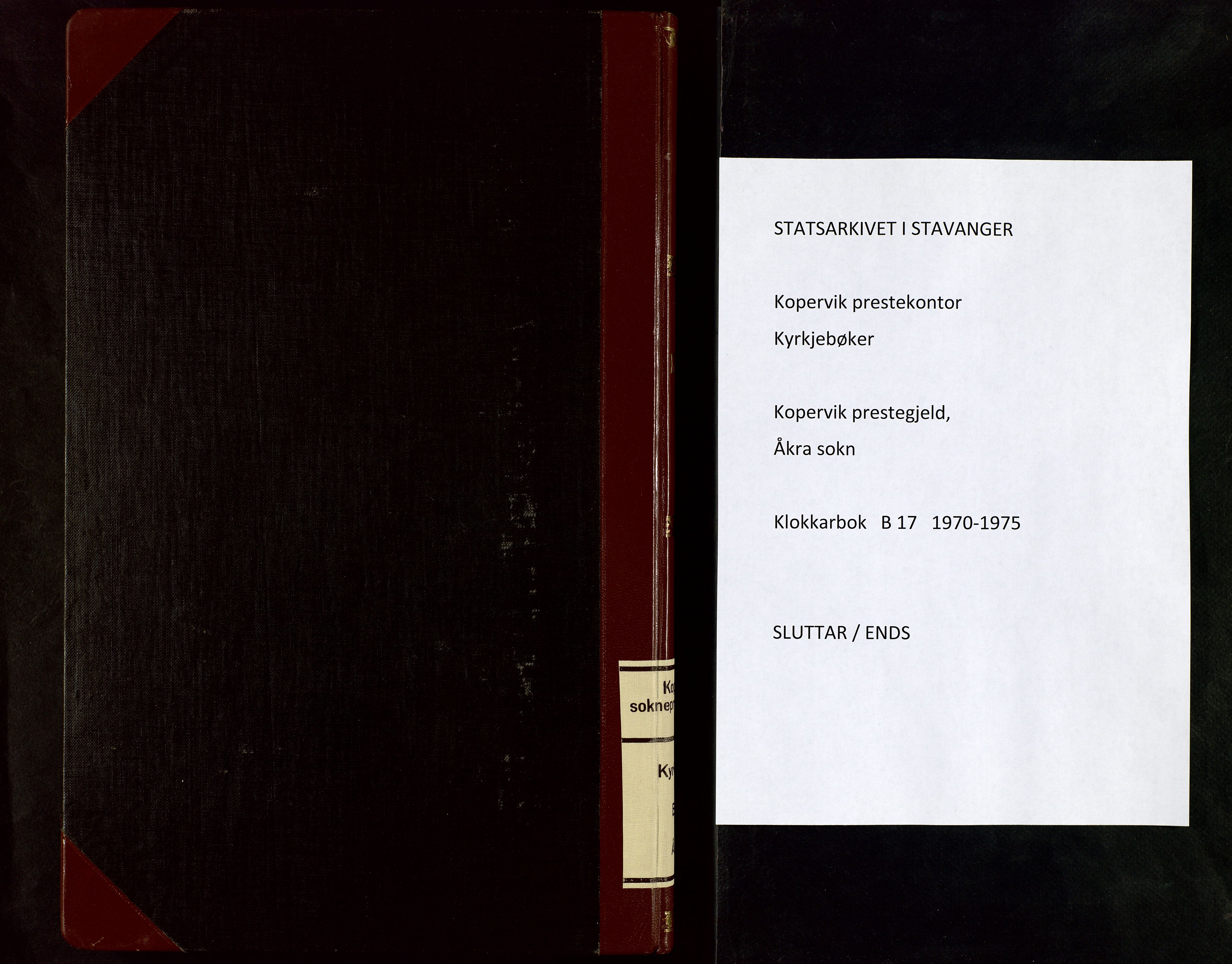 Kopervik sokneprestkontor, AV/SAST-A-101850/H/Ha/Hab/L0017: Parish register (copy) no. B 17, 1970-1975