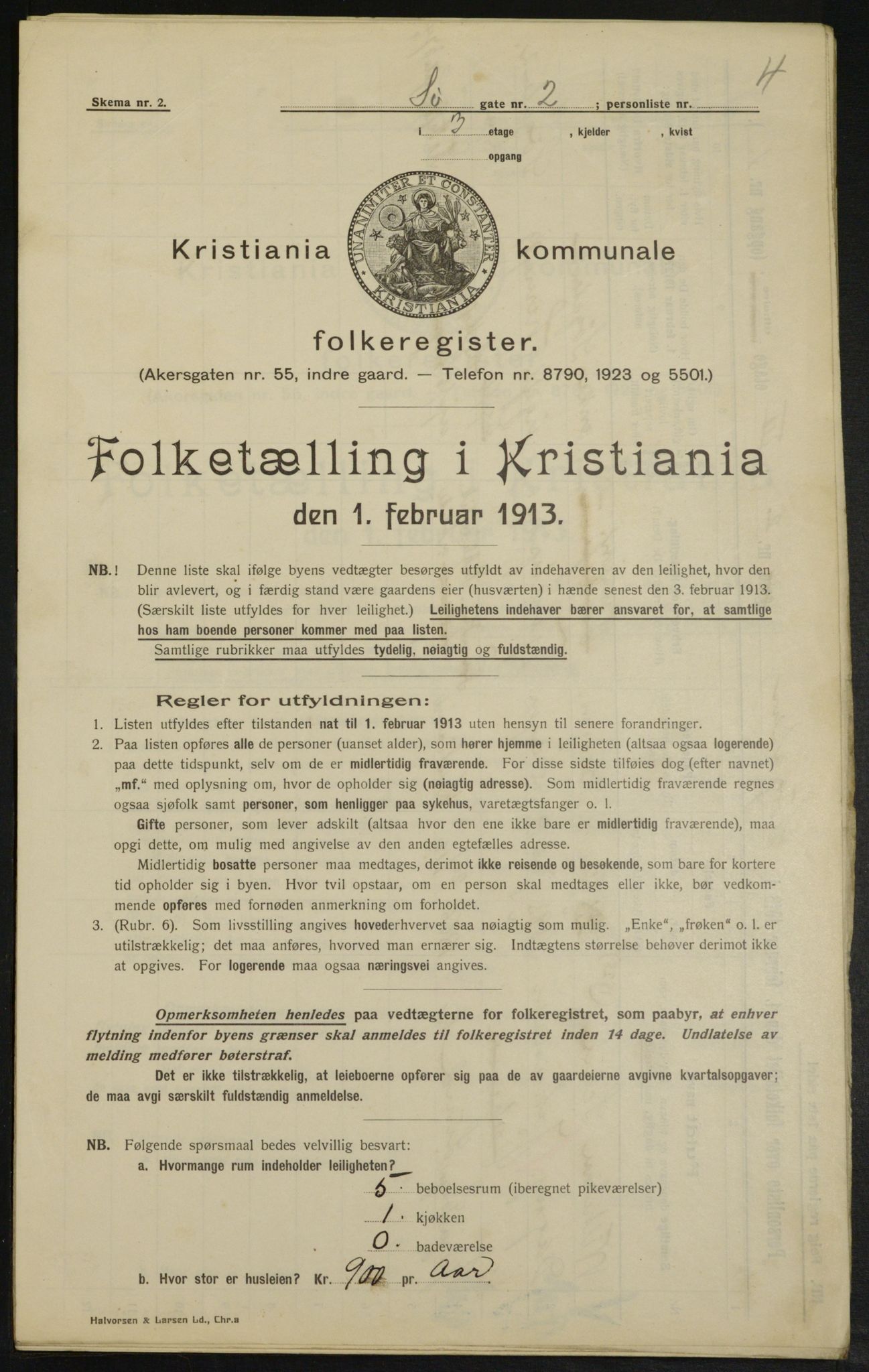 OBA, Municipal Census 1913 for Kristiania, 1913, p. 95118