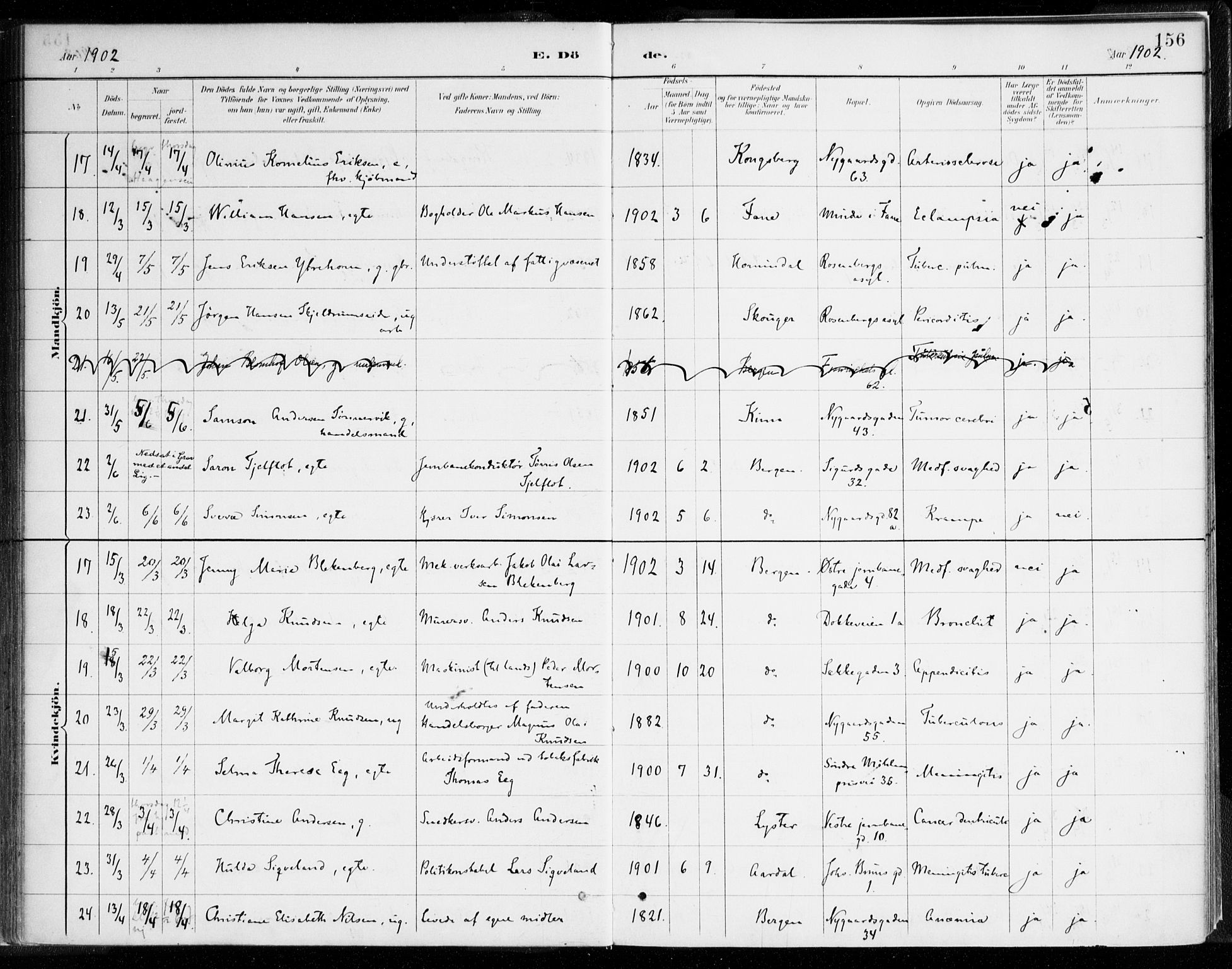 Johanneskirken sokneprestembete, AV/SAB-A-76001/H/Haa/L0019: Parish register (official) no. E 1, 1885-1915, p. 156