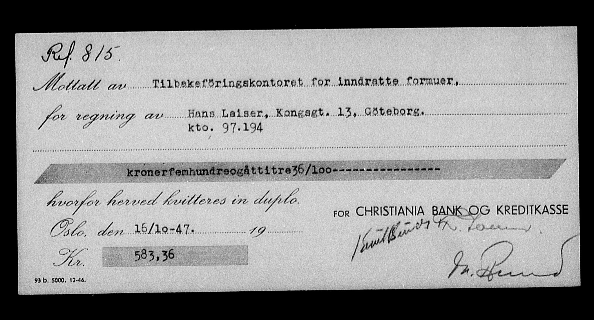 Justisdepartementet, Tilbakeføringskontoret for inndratte formuer, AV/RA-S-1564/H/Hc/Hcc/L0956: --, 1945-1947, p. 7