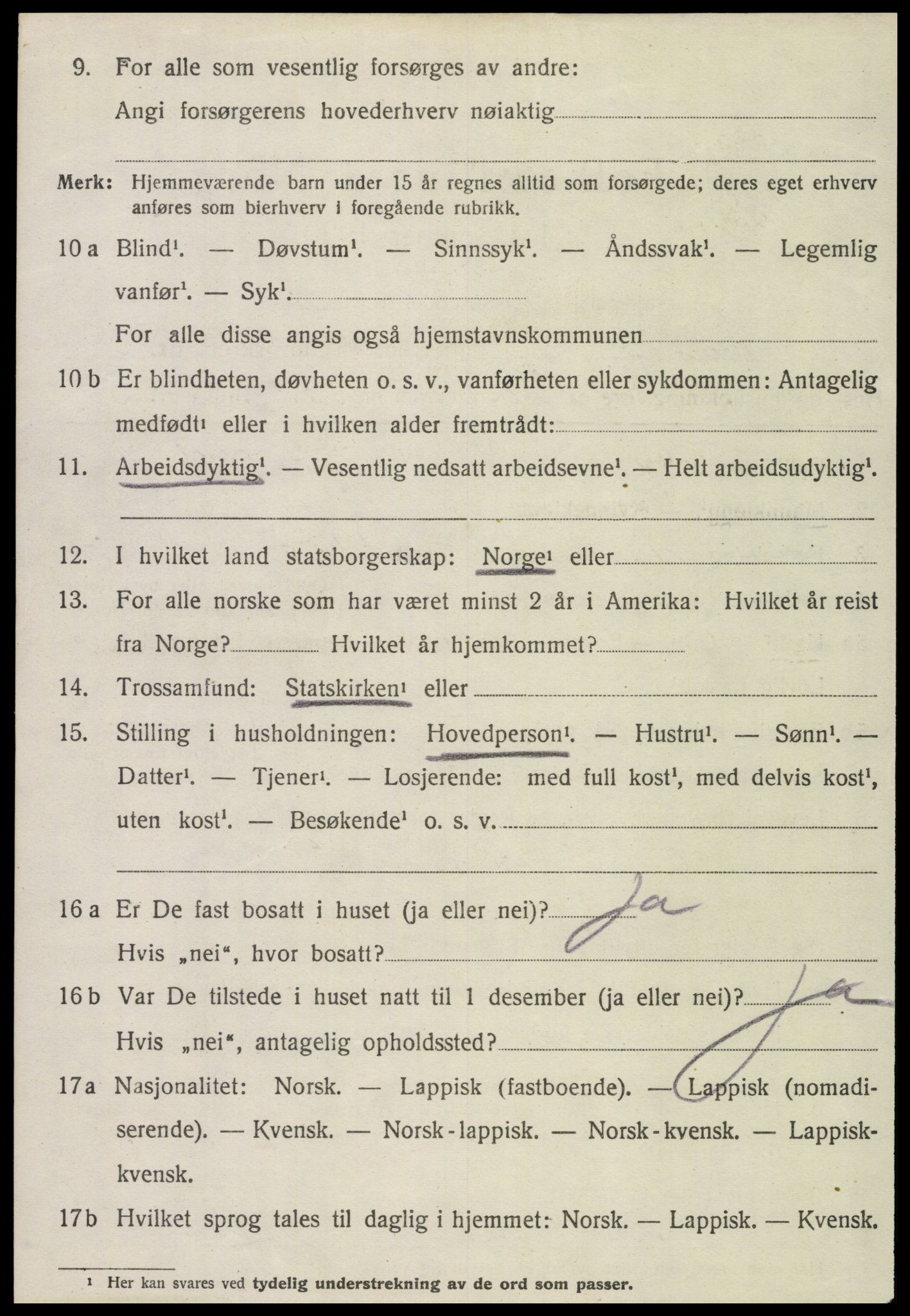 SAT, 1920 census for Lurøy, 1920, p. 2036