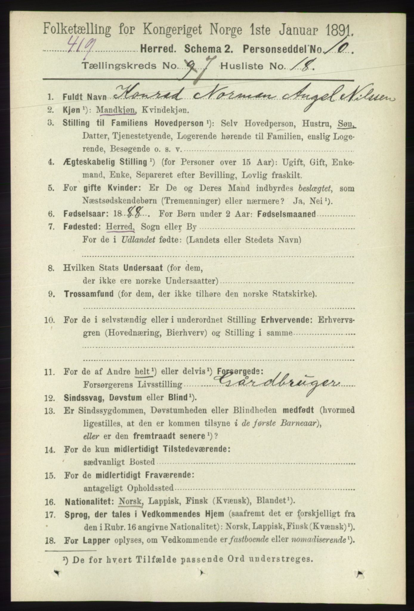 RA, 1891 census for 1811 Bindal, 1891, p. 2368
