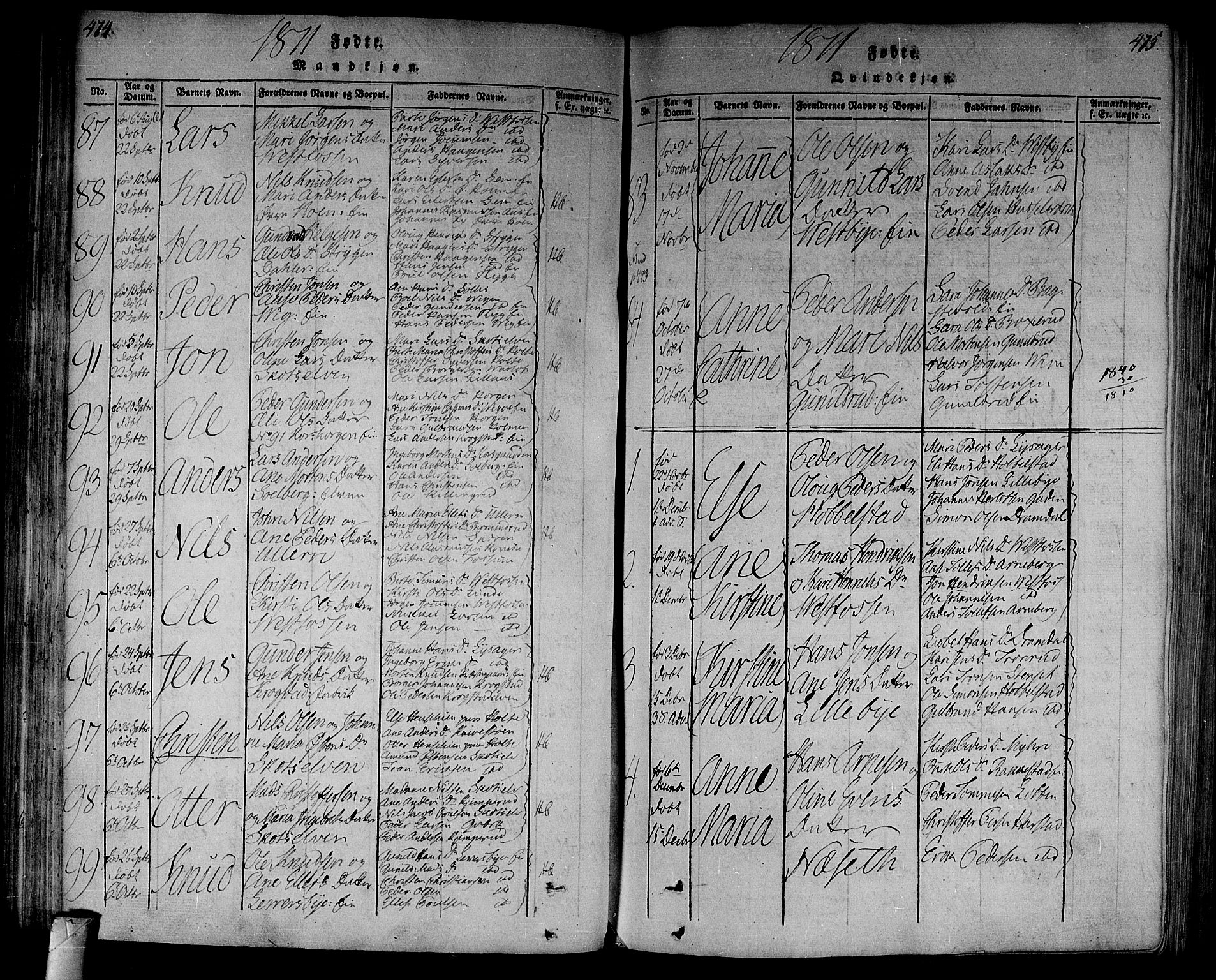 Eiker kirkebøker, SAKO/A-4/F/Fa/L0010: Parish register (official) no. I 10, 1806-1815, p. 474-475