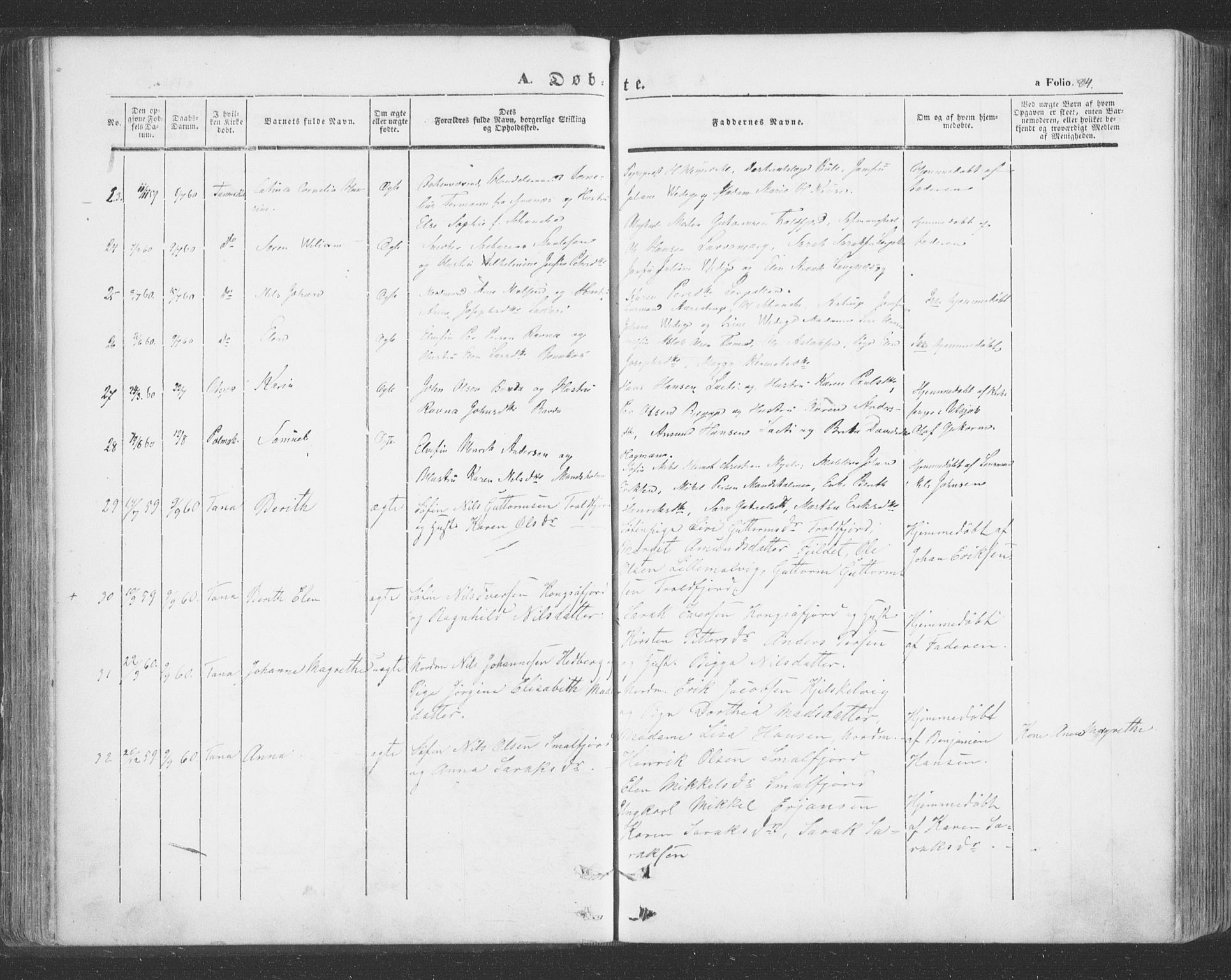 Tana sokneprestkontor, SATØ/S-1334/H/Ha/L0001kirke: Parish register (official) no. 1, 1846-1861, p. 84