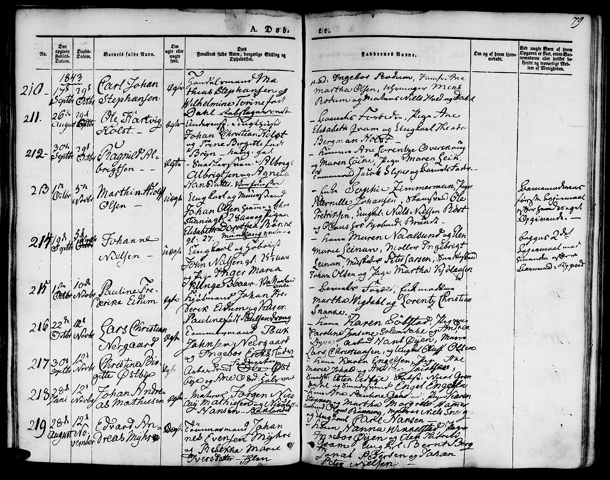 Ministerialprotokoller, klokkerbøker og fødselsregistre - Sør-Trøndelag, SAT/A-1456/601/L0048: Parish register (official) no. 601A16, 1840-1847, p. 79