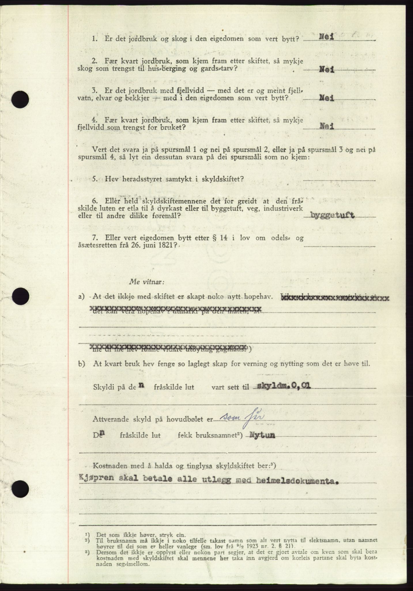 Søre Sunnmøre sorenskriveri, AV/SAT-A-4122/1/2/2C/L0085: Mortgage book no. 11A, 1949-1949, Diary no: : 2132/1949