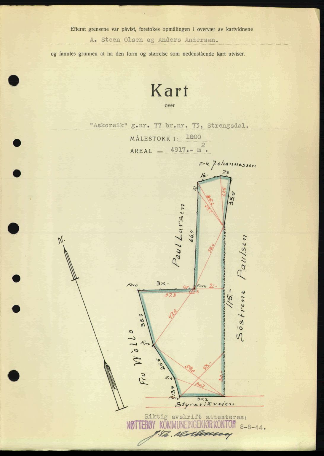 Tønsberg sorenskriveri, AV/SAKO-A-130/G/Ga/Gaa/L0015: Mortgage book no. A15, 1944-1944, Diary no: : 1734/1944