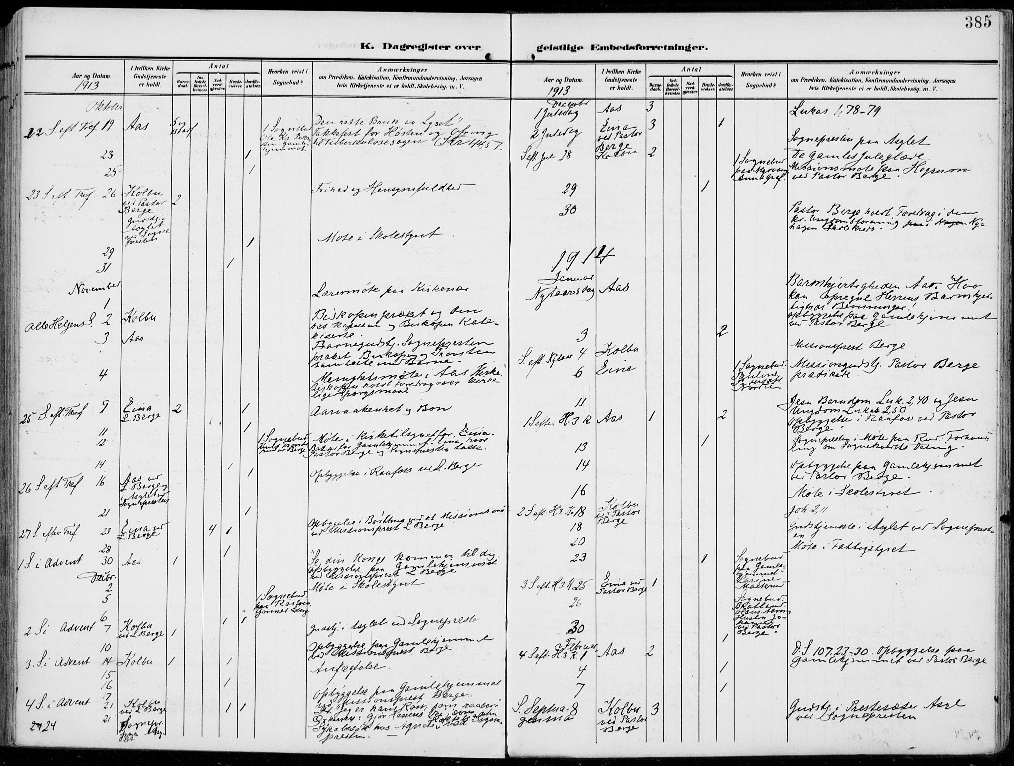 Vestre Toten prestekontor, SAH/PREST-108/H/Ha/Haa/L0014: Parish register (official) no. 14, 1907-1920, p. 385