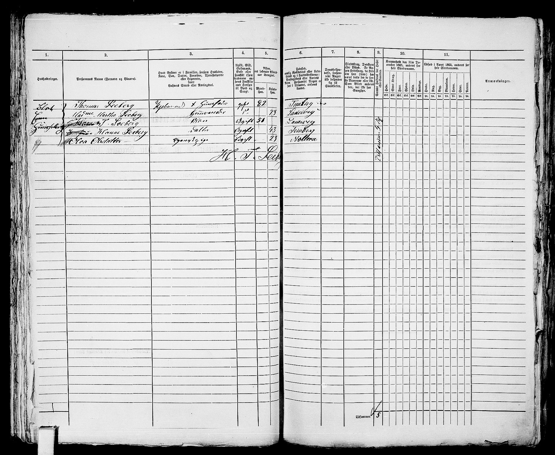 RA, 1865 census for Tønsberg, 1865, p. 437