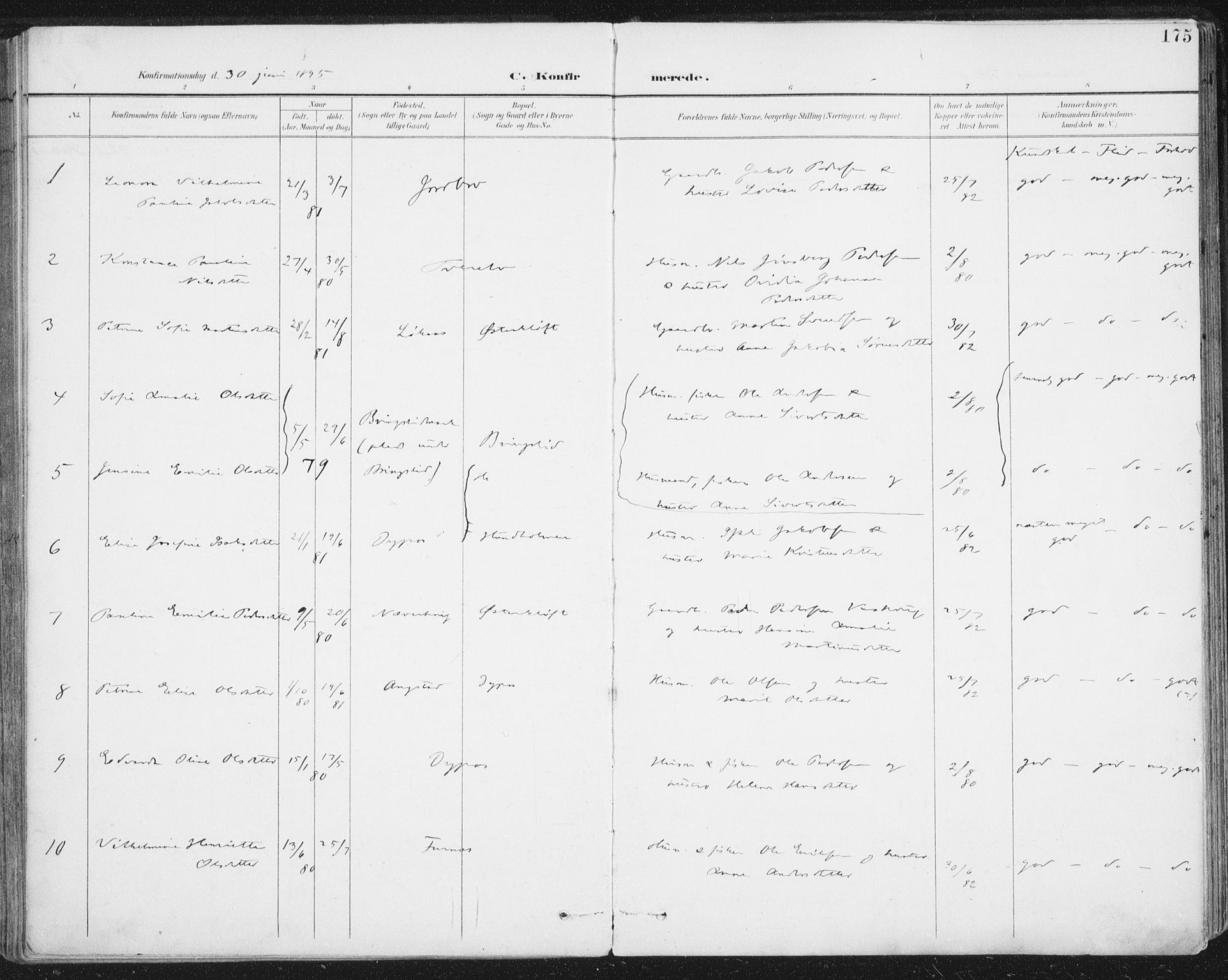 Ministerialprotokoller, klokkerbøker og fødselsregistre - Nordland, SAT/A-1459/852/L0741: Parish register (official) no. 852A11, 1894-1917, p. 175