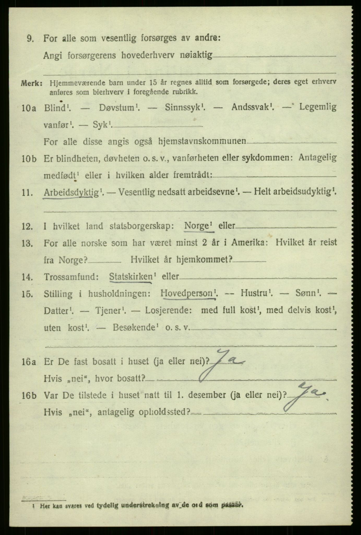 SAB, 1920 census for Årdal, 1920, p. 3824