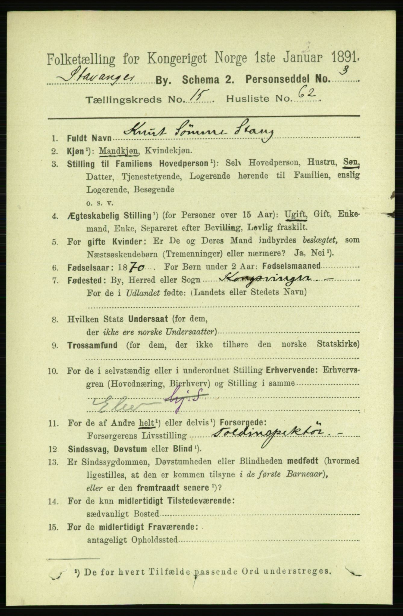 RA, 1891 census for 1103 Stavanger, 1891, p. 18452