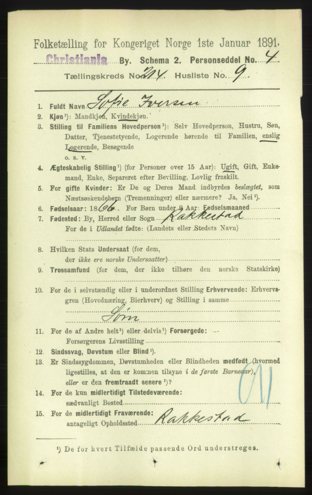 RA, 1891 census for 0301 Kristiania, 1891, p. 127663