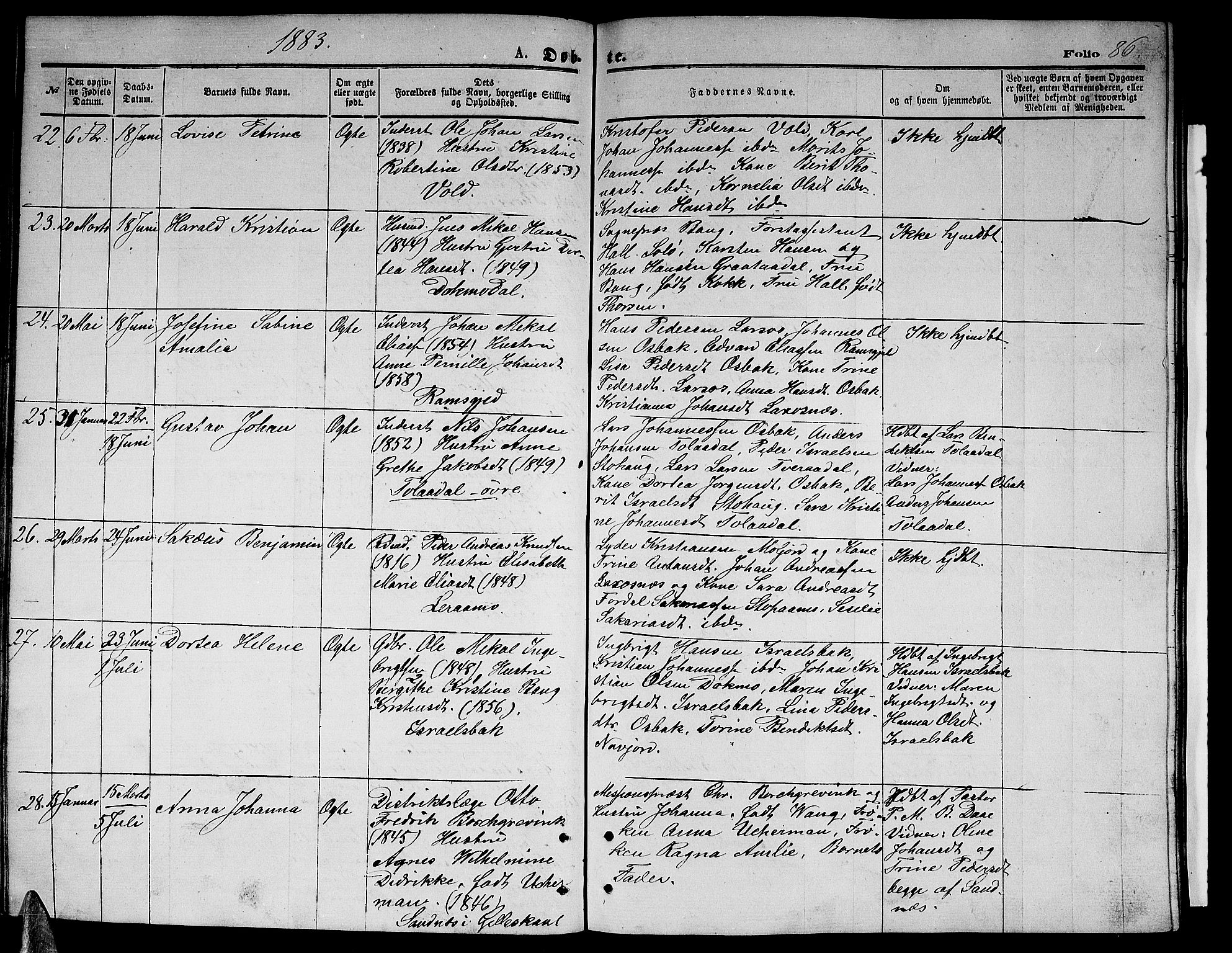 Ministerialprotokoller, klokkerbøker og fødselsregistre - Nordland, AV/SAT-A-1459/846/L0653: Parish register (copy) no. 846C03, 1872-1887, p. 86