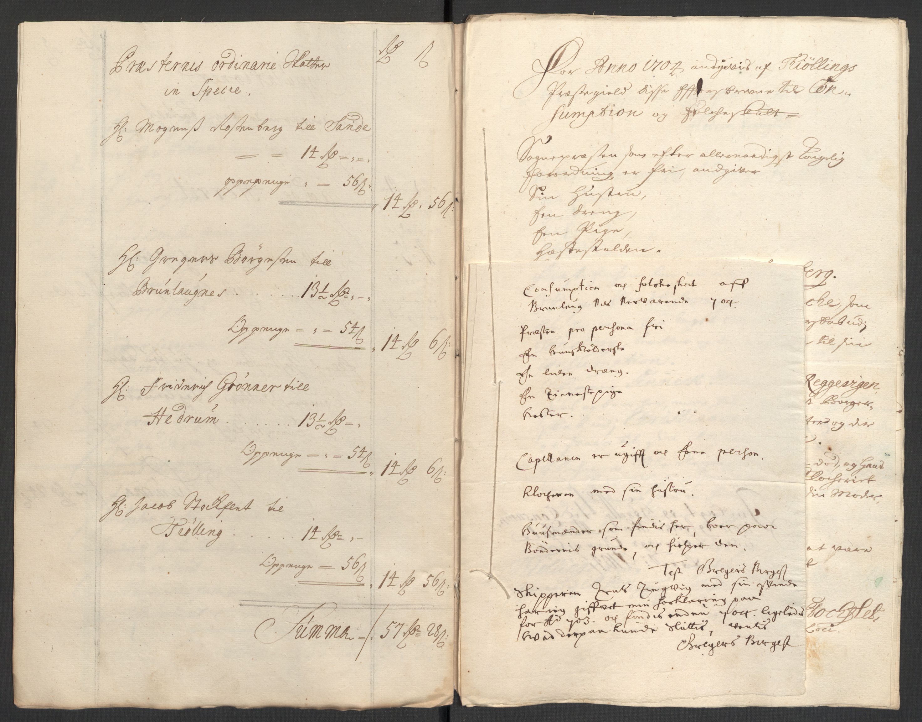 Rentekammeret inntil 1814, Reviderte regnskaper, Fogderegnskap, RA/EA-4092/R33/L1978: Fogderegnskap Larvik grevskap, 1704-1705, p. 154