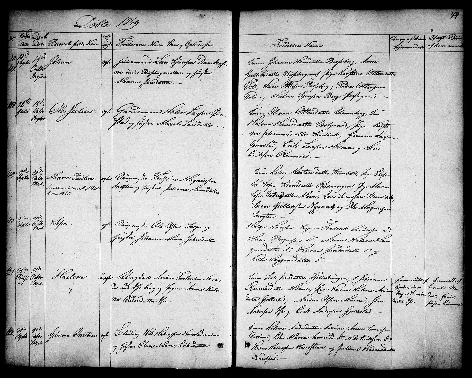 Skjeberg prestekontor Kirkebøker, SAO/A-10923/F/Fa/L0006: Parish register (official) no. I 6, 1846-1858, p. 74