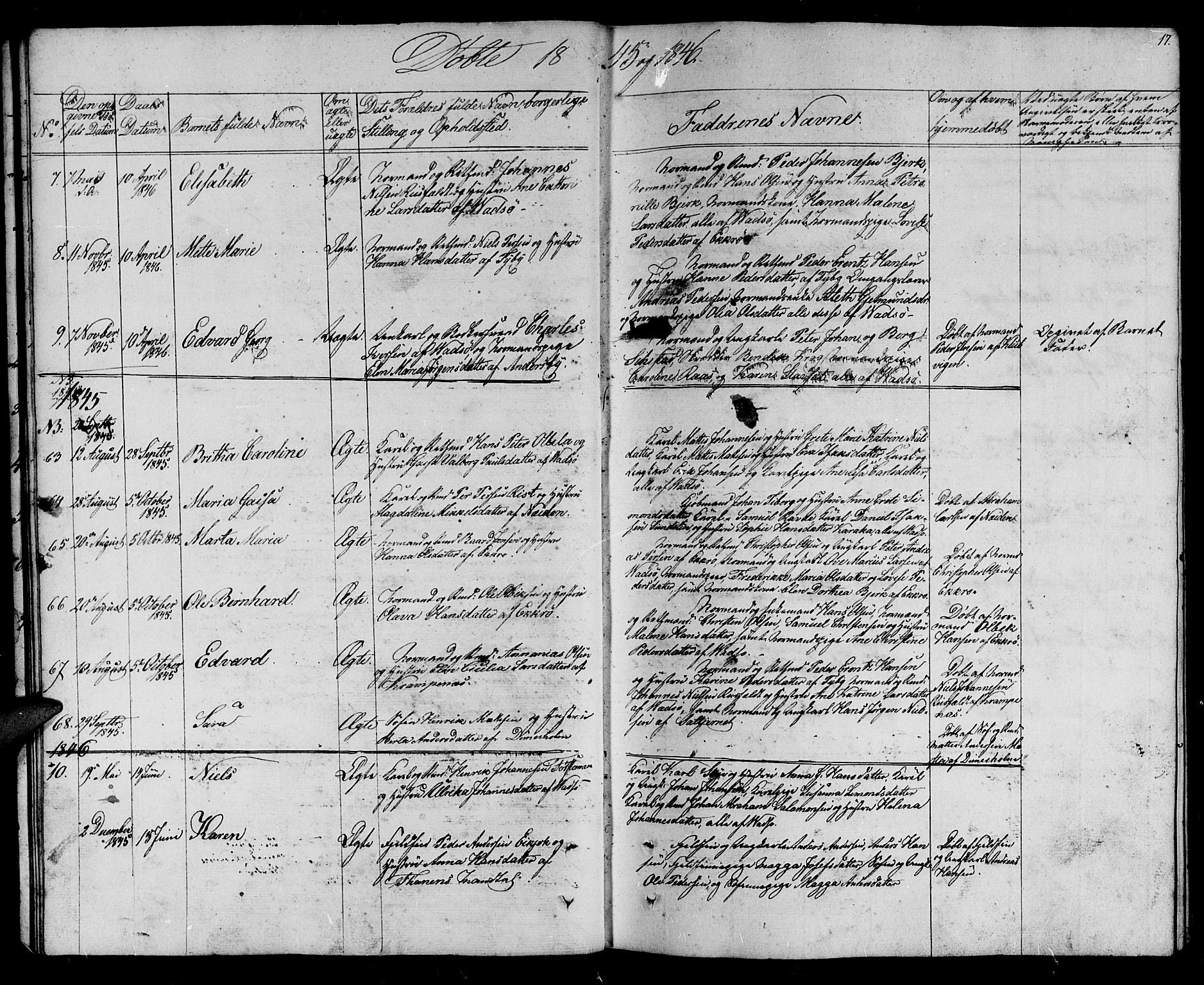 Vadsø sokneprestkontor, SATØ/S-1325/H/Hb/L0001klokker: Parish register (copy) no. 1, 1843-1853, p. 17
