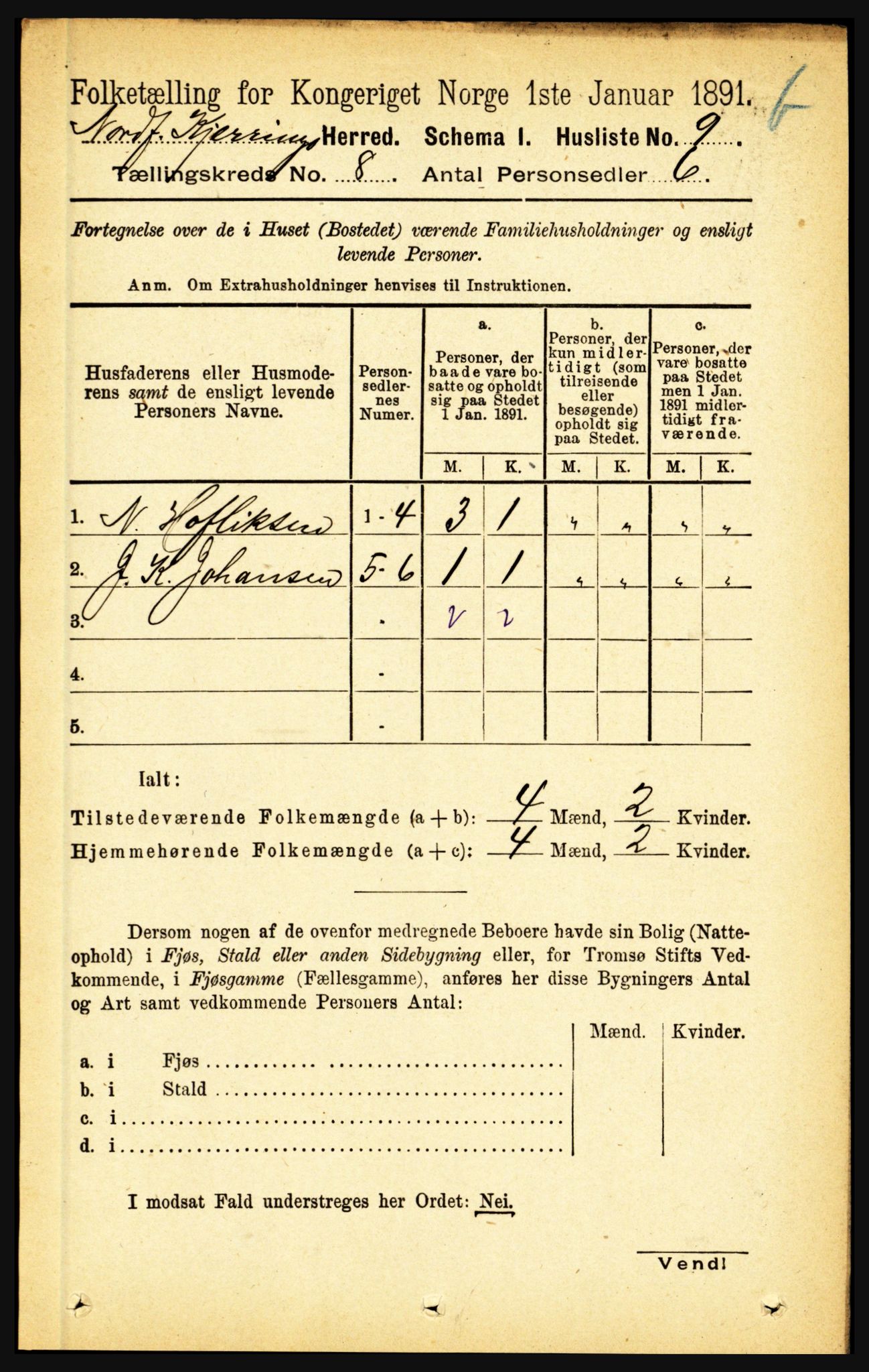 RA, 1891 census for 1846 Nordfold-Kjerringøy, 1891, p. 1924