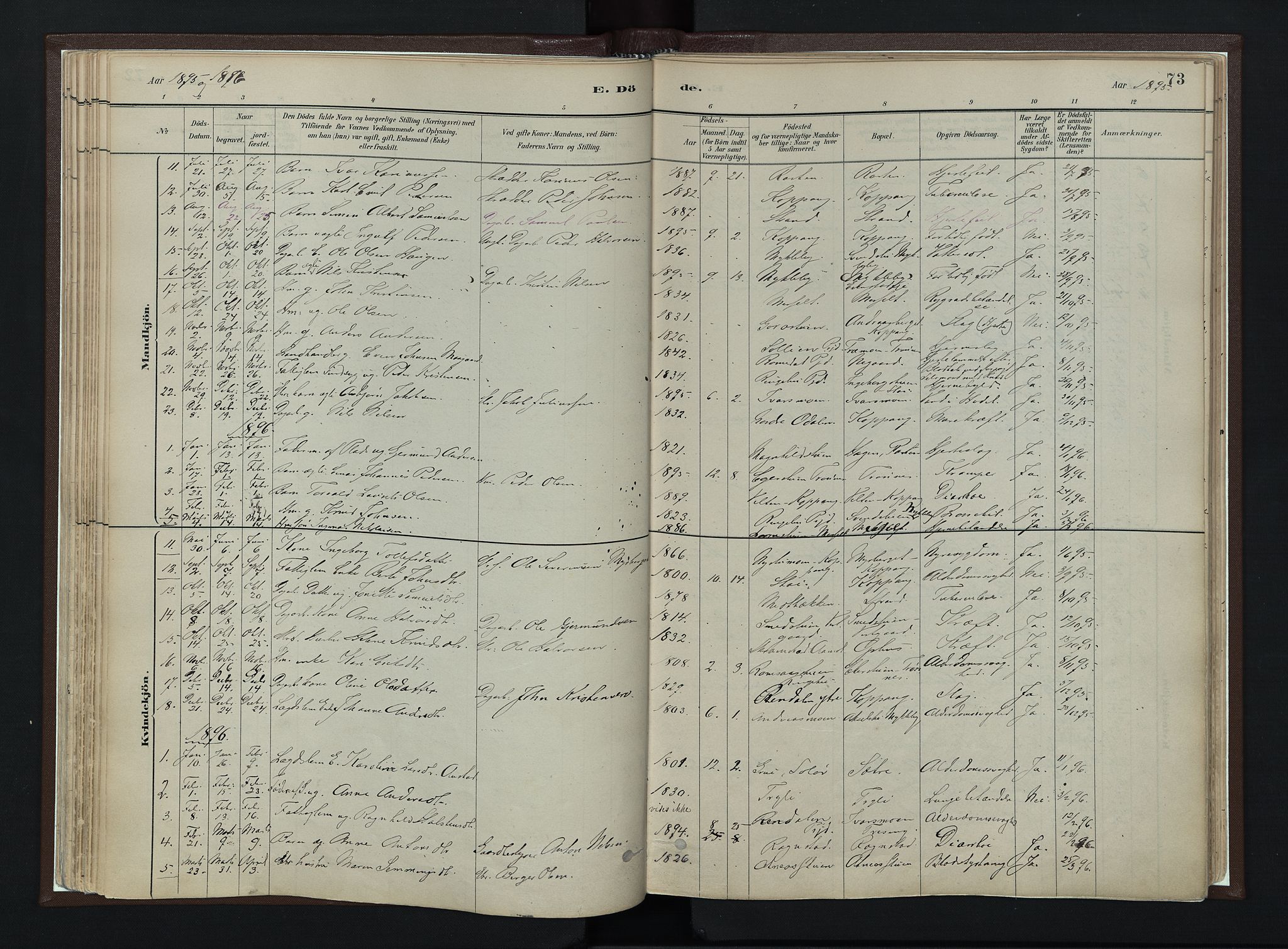 Stor-Elvdal prestekontor, AV/SAH-PREST-052/H/Ha/Haa/L0003: Parish register (official) no. 3, 1882-1901, p. 73