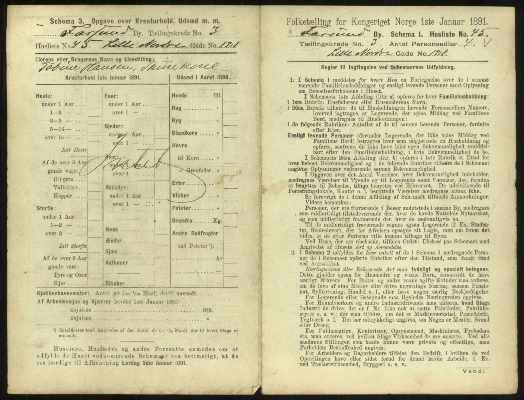 RA, 1891 census for 1003 Farsund, 1891, p. 324