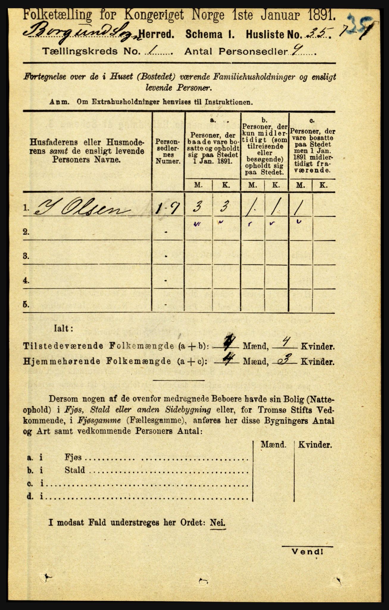 RA, 1891 census for 1423 Borgund, 1891, p. 48