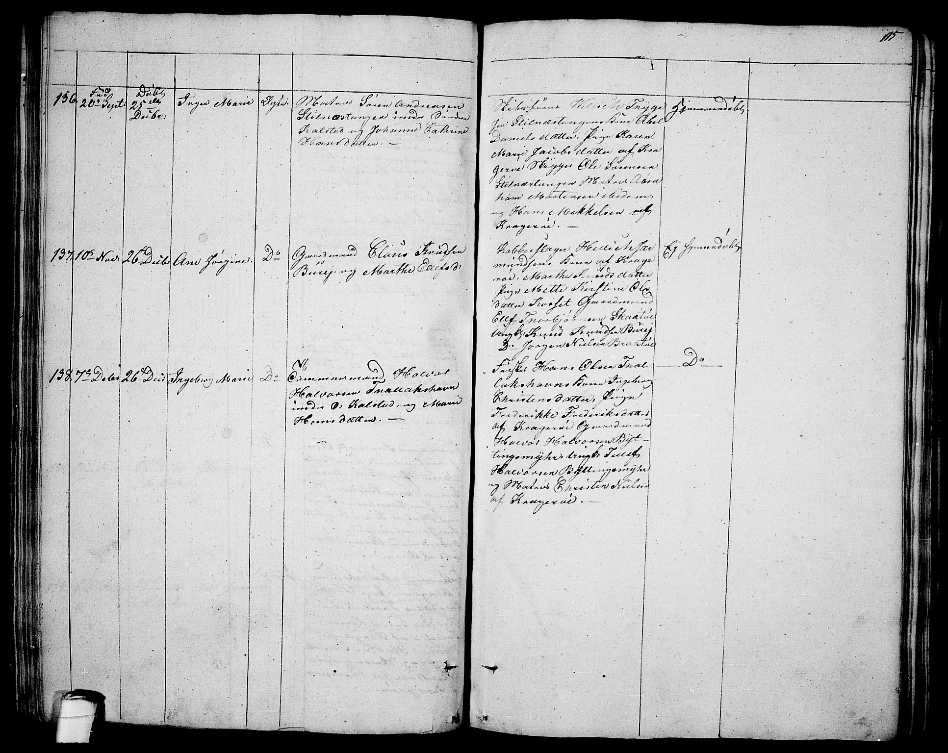 Sannidal kirkebøker, SAKO/A-296/F/Fa/L0005: Parish register (official) no. 5, 1823-1830, p. 115