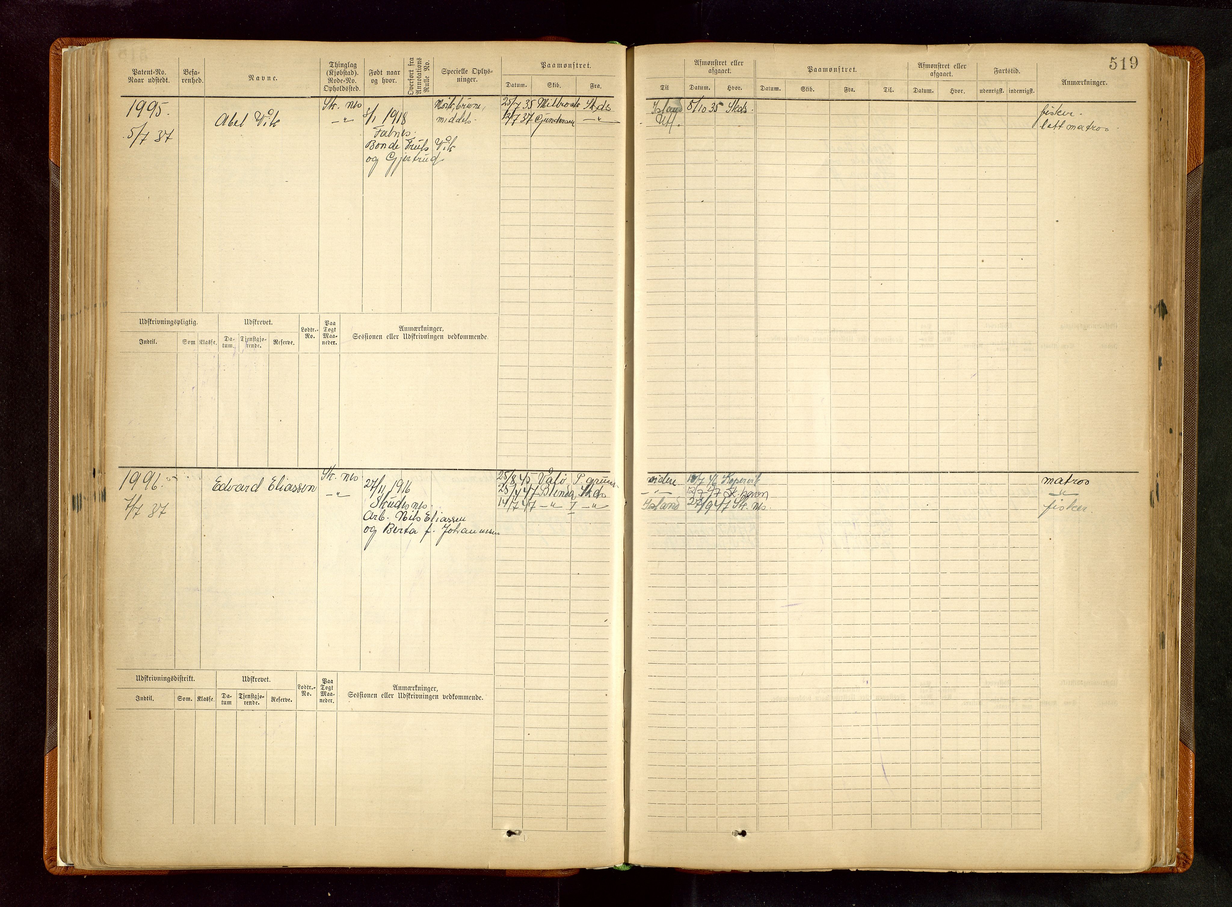 Haugesund sjømannskontor, AV/SAST-A-102007/F/Fb/Fbb/L0002: Sjøfartsrulle Skudenes kretsnr. 959-2439, 1860-1948, p. 519