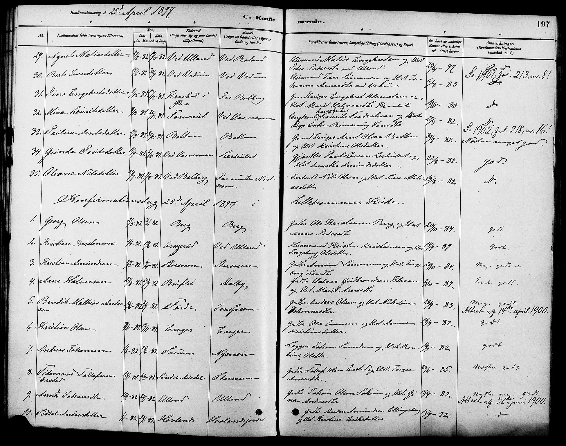 Fåberg prestekontor, AV/SAH-PREST-086/H/Ha/Haa/L0008: Parish register (official) no. 8, 1879-1898, p. 197