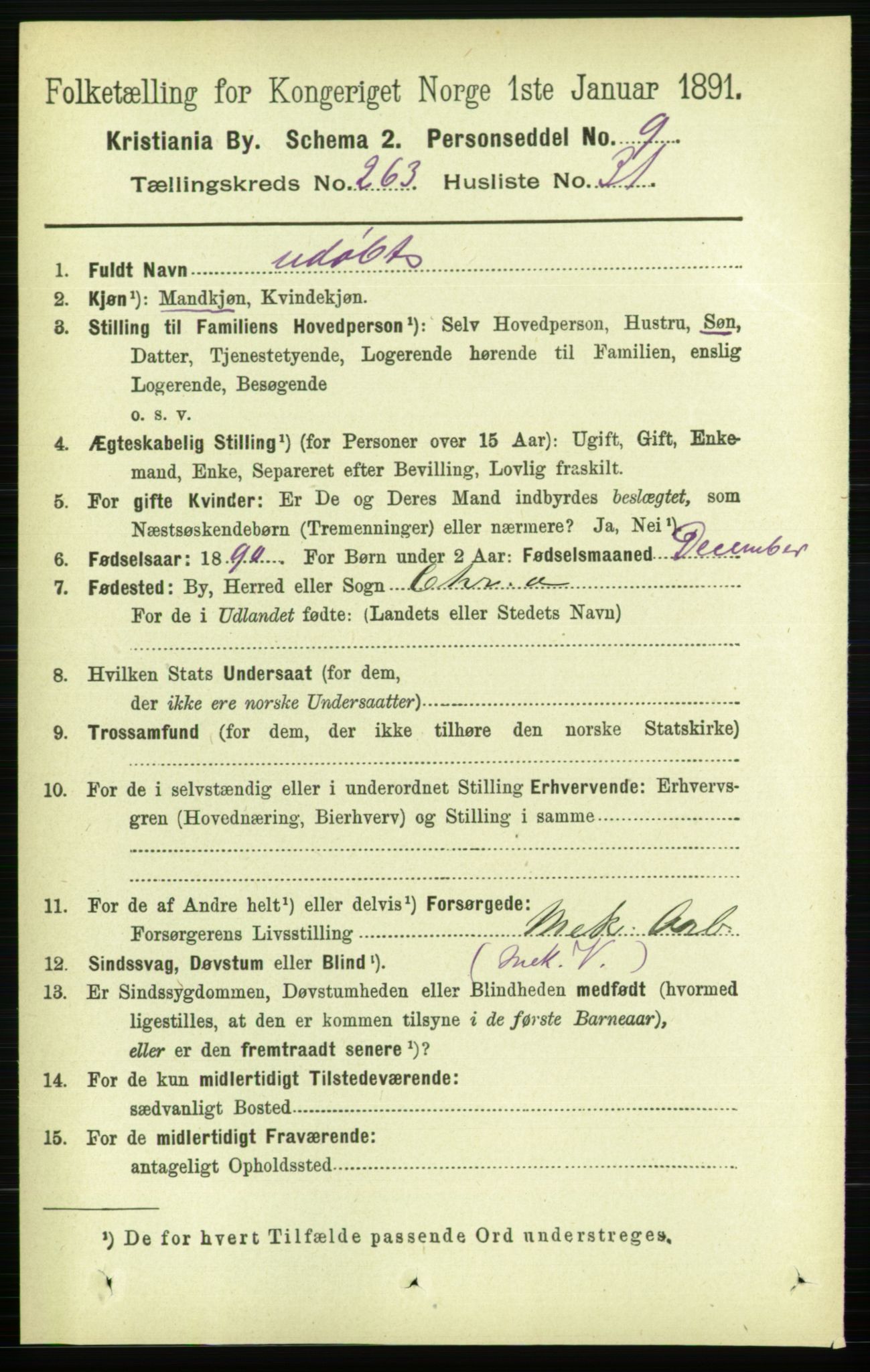 RA, 1891 census for 0301 Kristiania, 1891, p. 160040