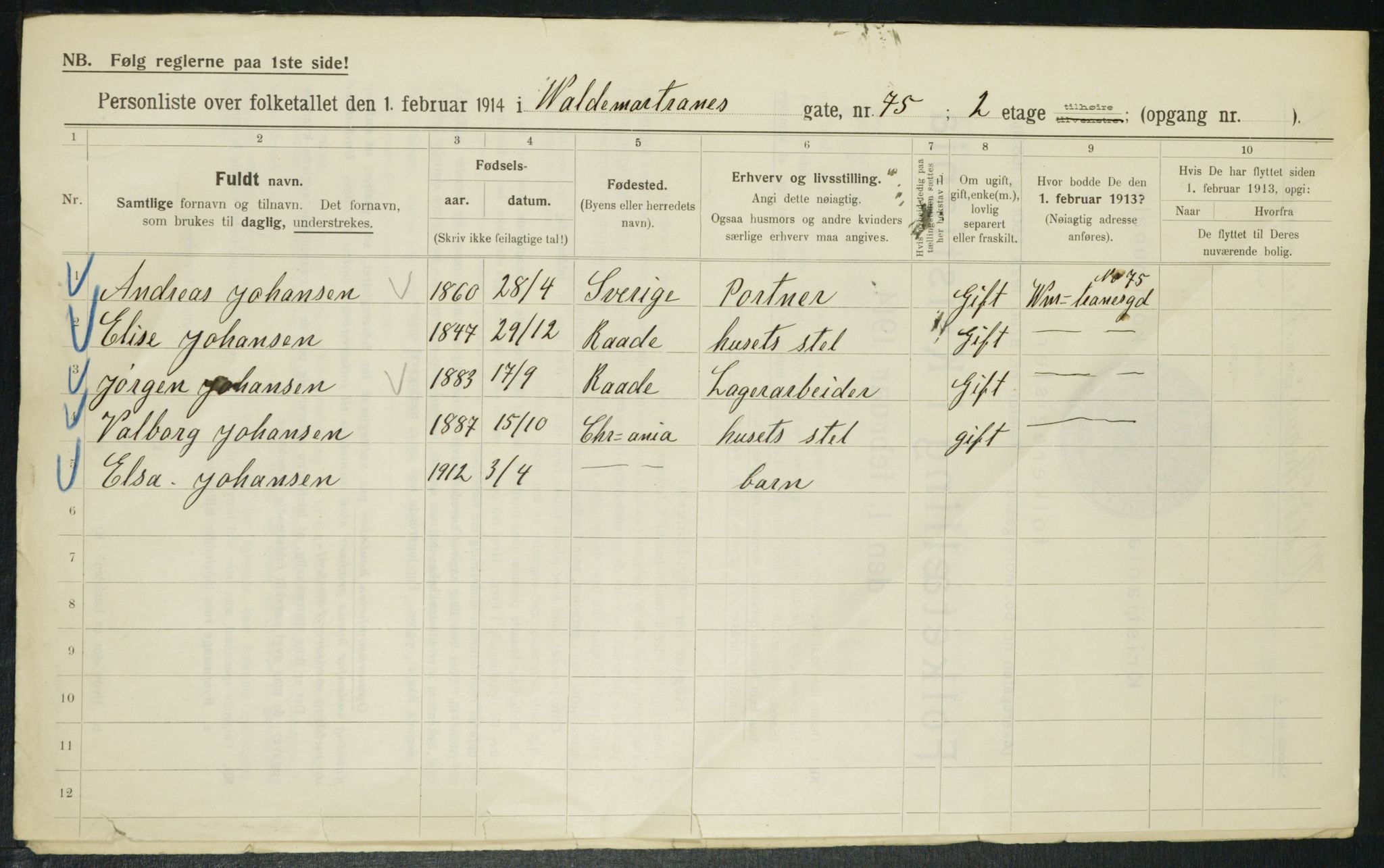 OBA, Municipal Census 1914 for Kristiania, 1914, p. 128358